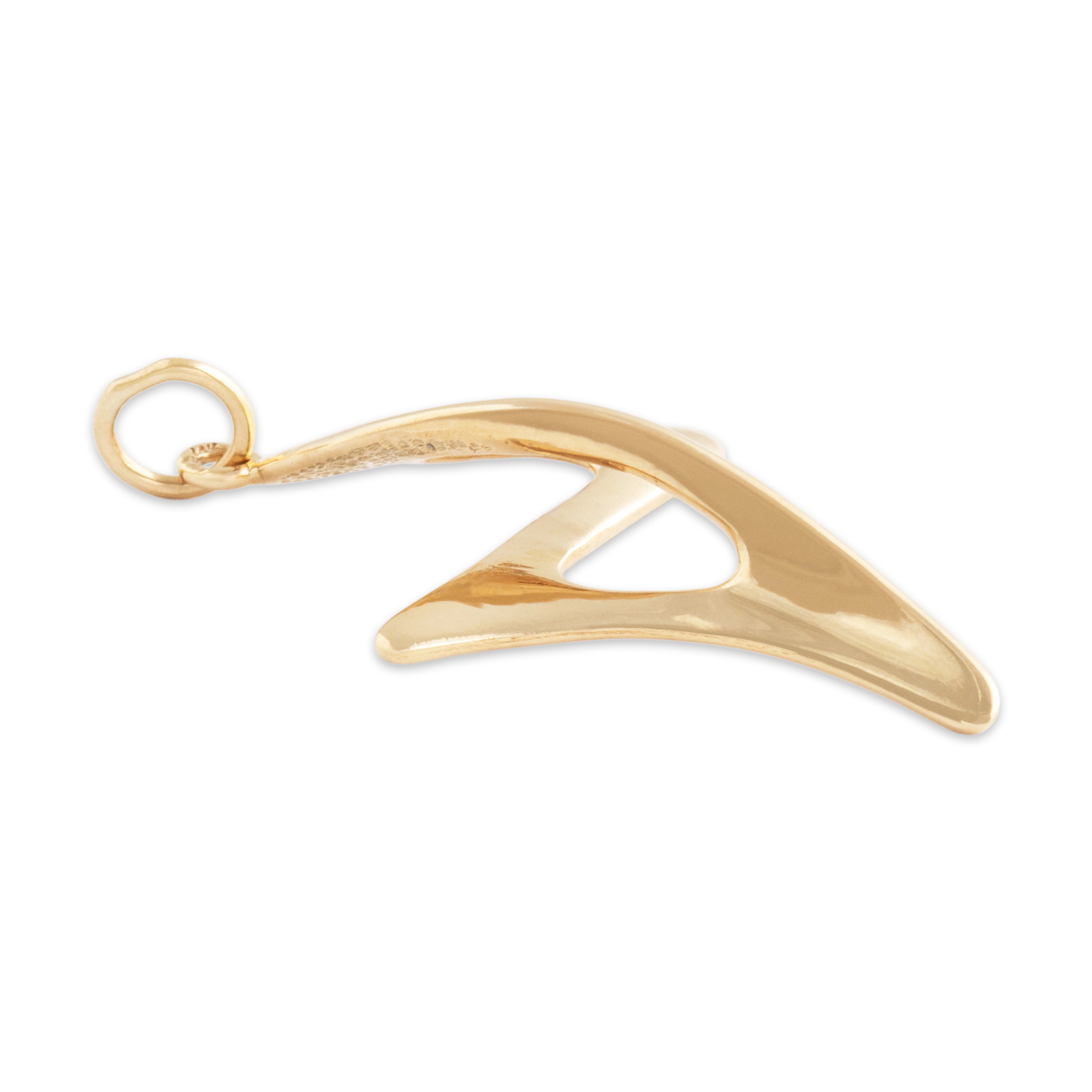 Vintage 14k Yellow Gold Sculptural Abstract Swish Pendant - Side view