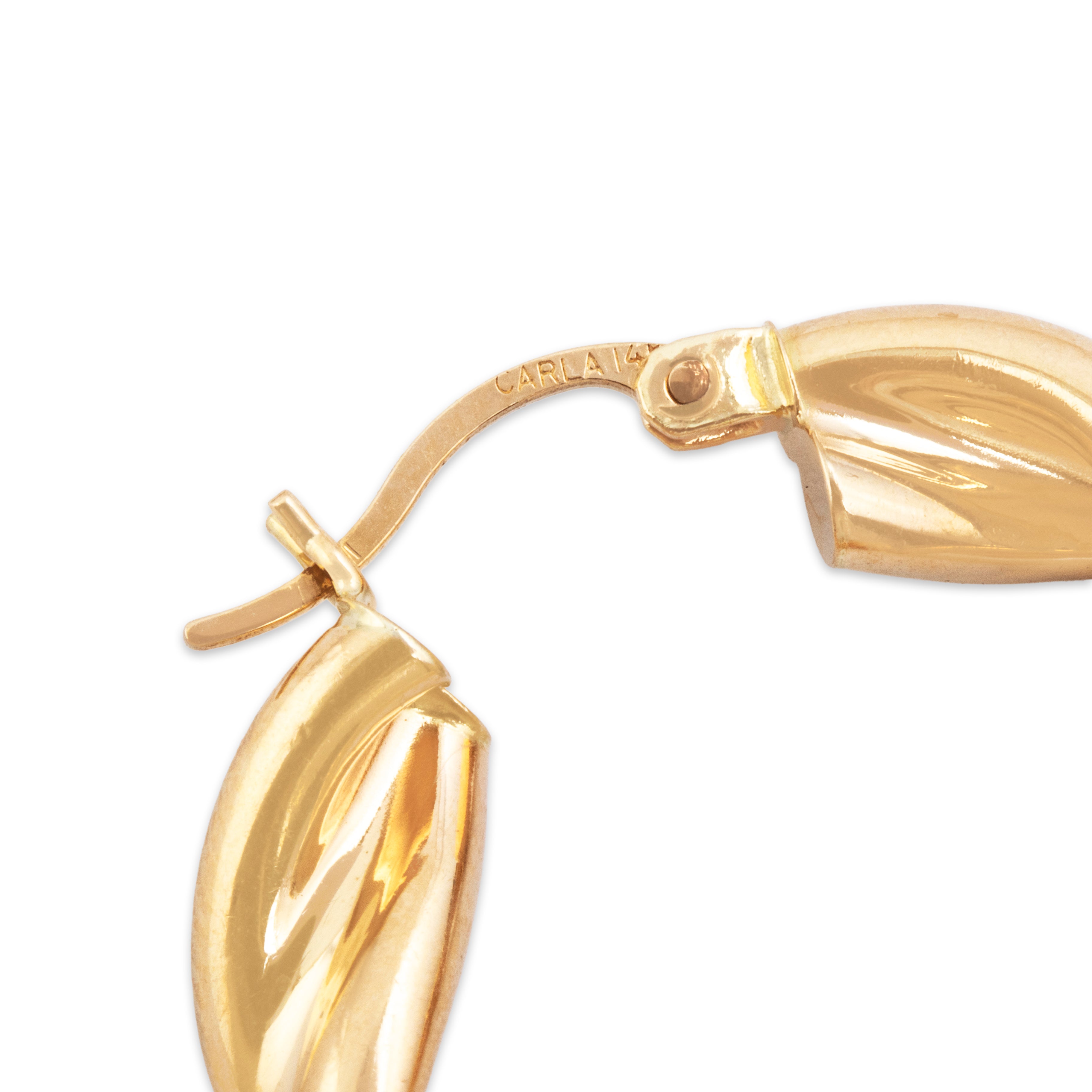 Vintage 14k Yellow Gold Everyday Twisted Rope Hoop Earrings - Hallmark view