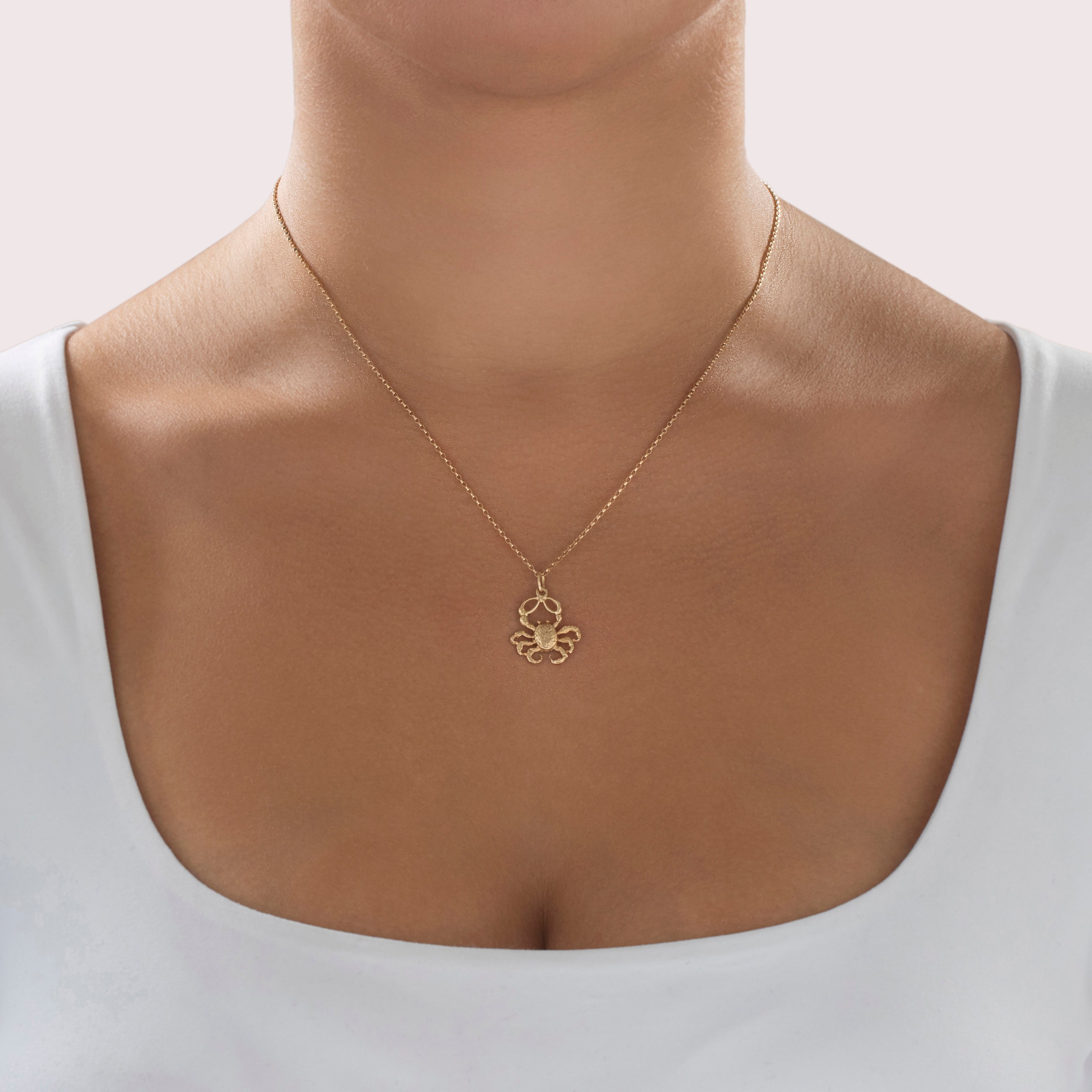 Vintage 14k Yellow Gold King Crab Charm / Pendant -On model view