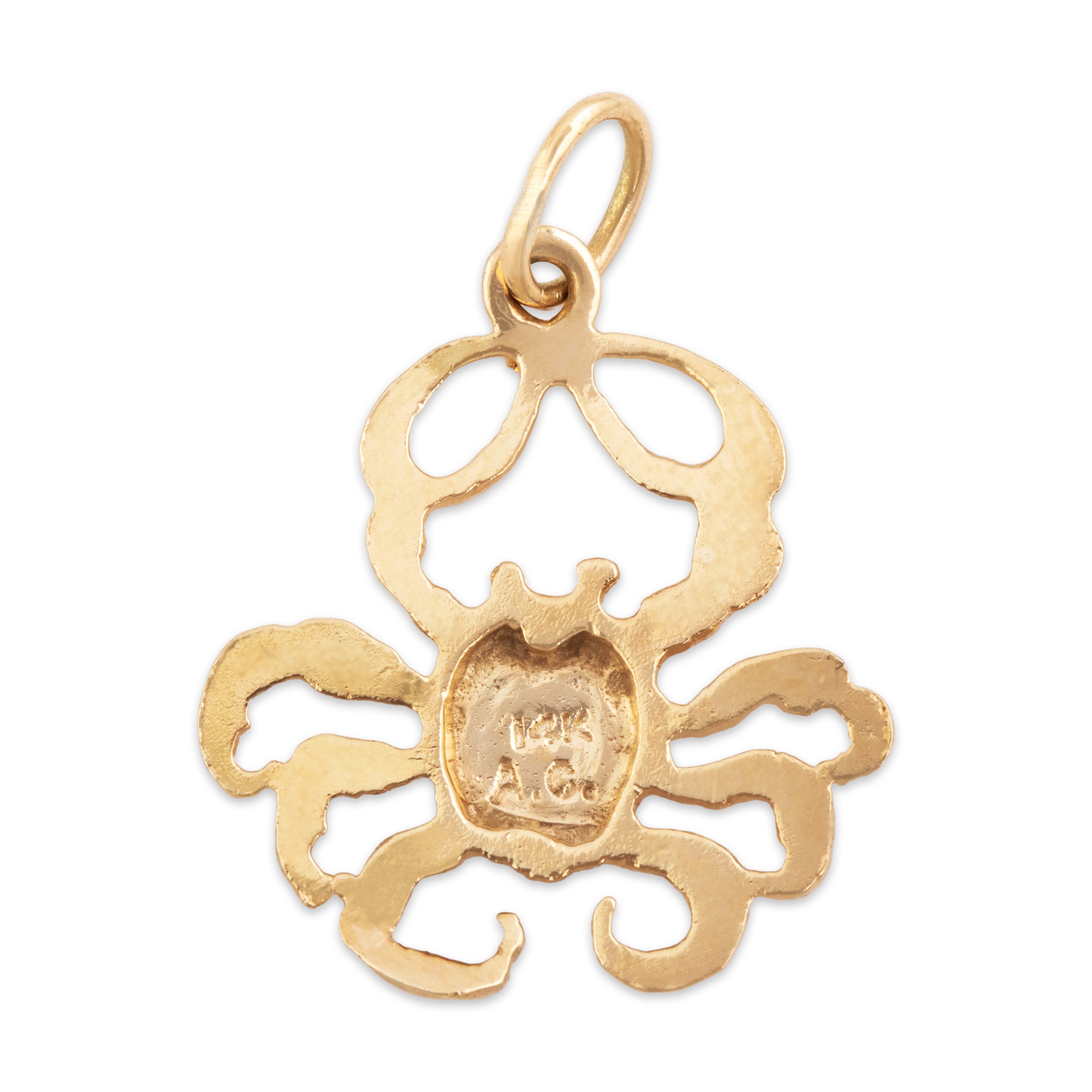 Vintage 14k Yellow Gold King Crab Charm / Pendant - Back view