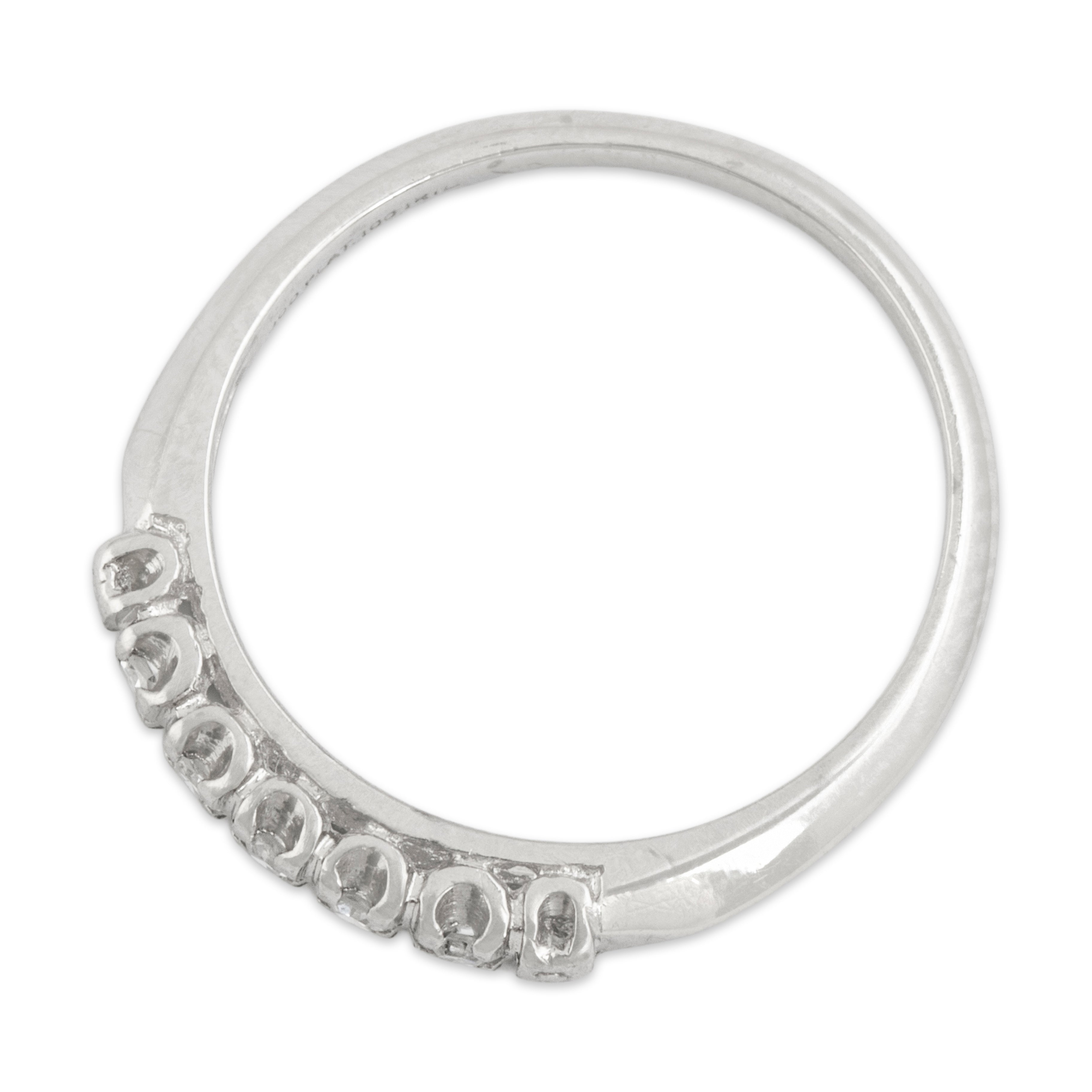 Vintage Platinum Diamond Lovely Ruffled Line Band Ring - Overall view