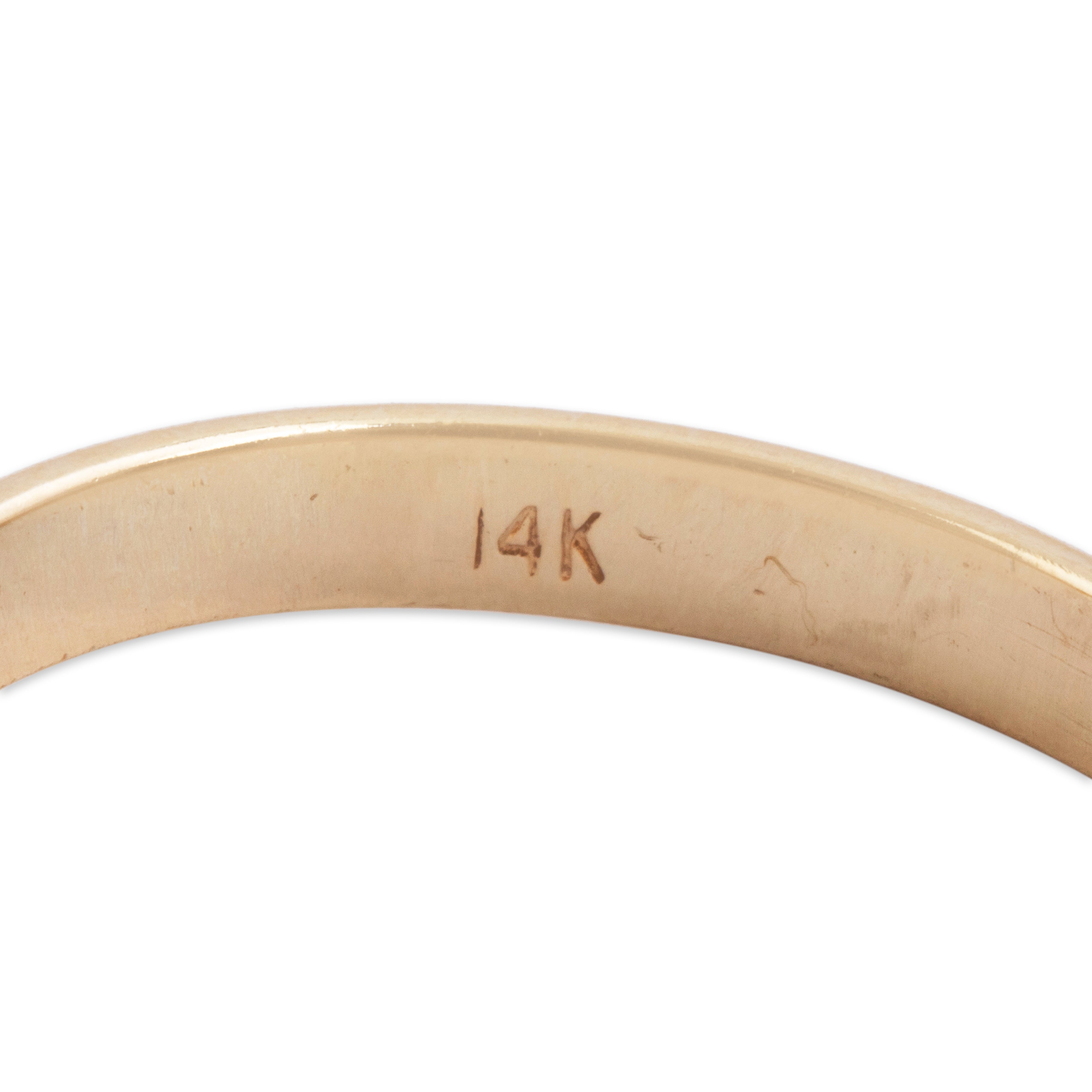 Vintage 14k Yellow Gold Blue Sapphire Diamond Elegant Tall Three-Stone Ring - Hallmark view