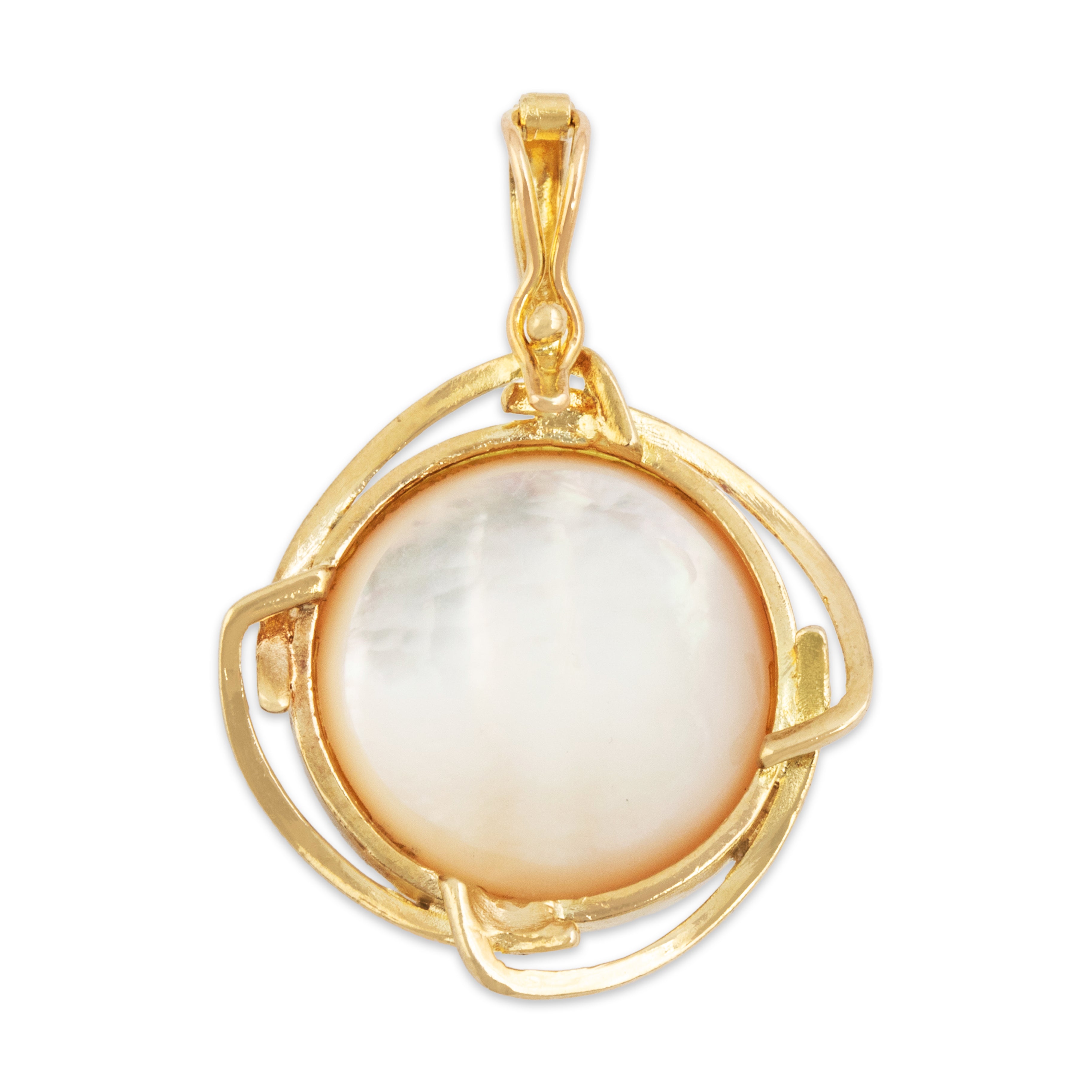 Vintage Large 14k Yellow Gold Mabé Pearl Glowing Sophistication Enhancer Pendant - Back view