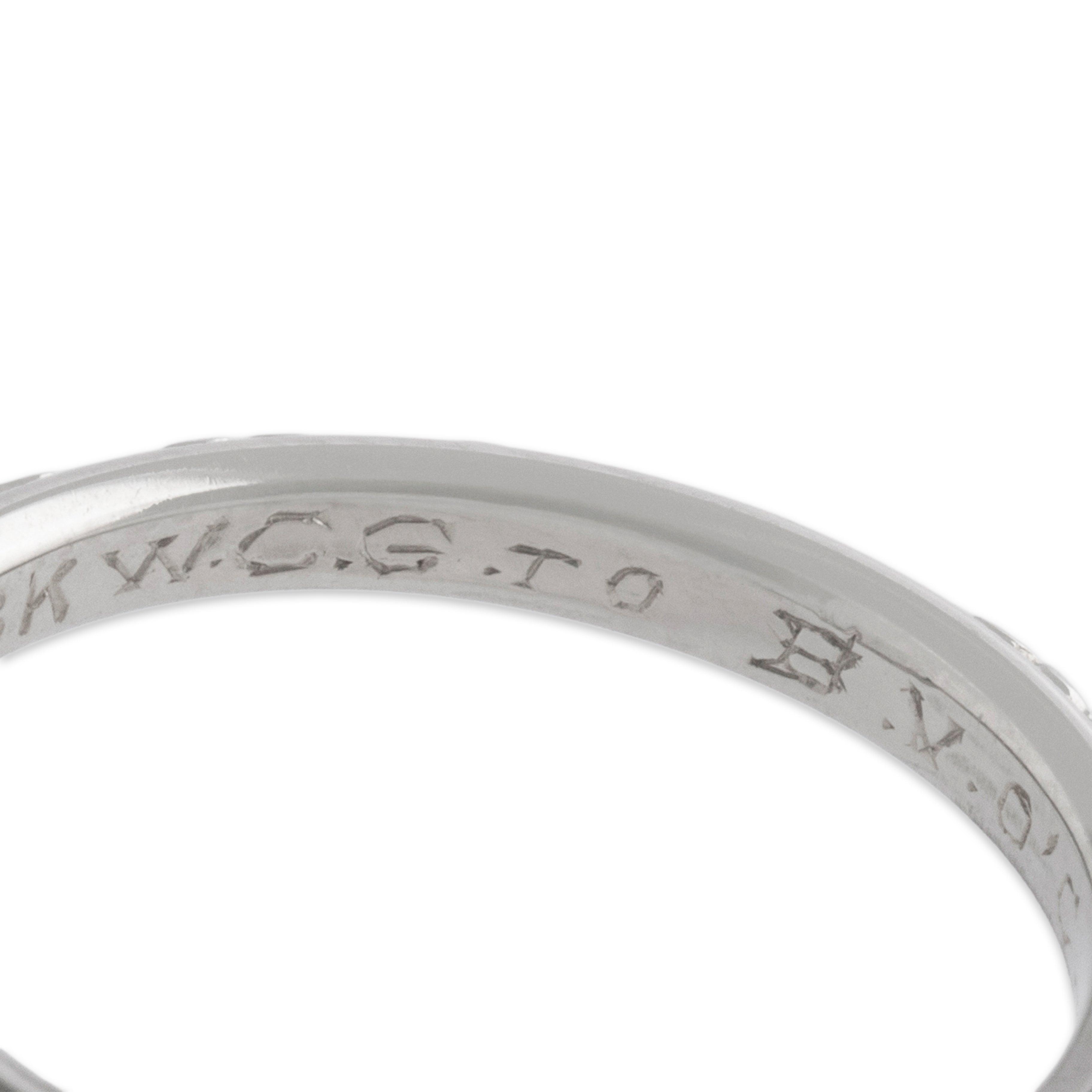 Antique Art Deco Traub 18k White Gold Gleaming Blossom Band Ring - Hallmark view