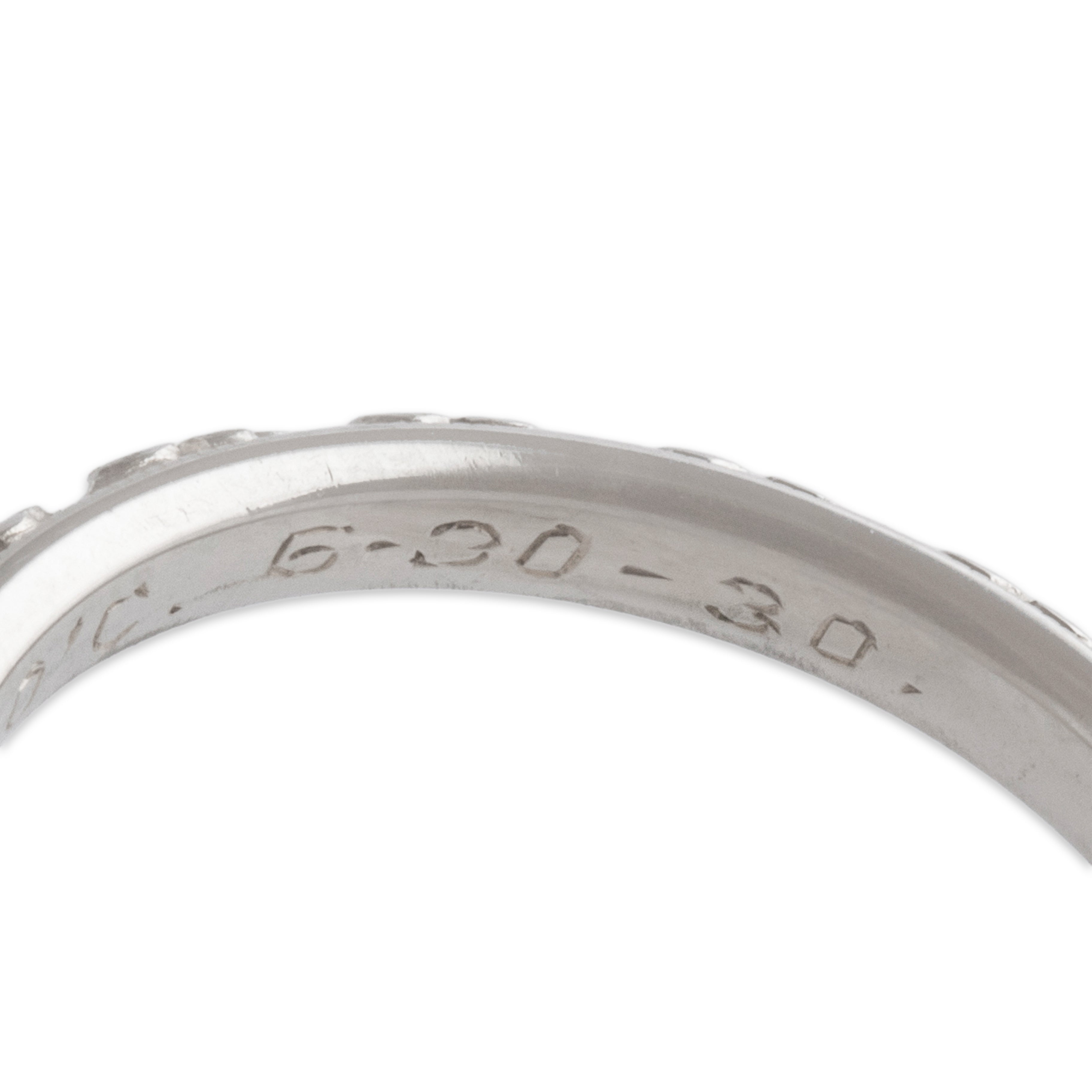 Antique Art Deco Traub 18k White Gold Gleaming Blossom Band Ring - Hallmark view