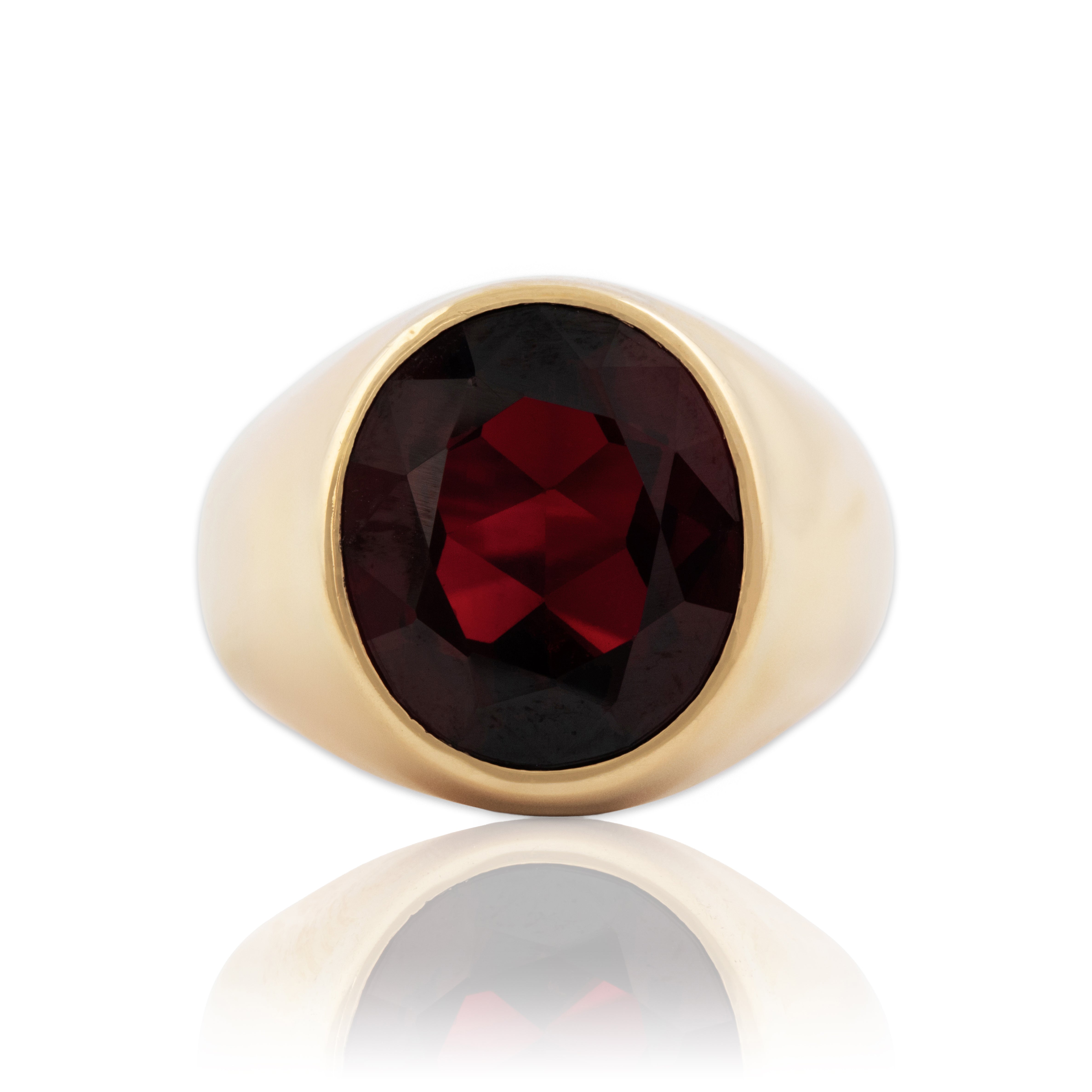 Vintage Heavy 10k Yellow Gold 8.7ct Synthetic Ruby Crimson Signet Ring 7.00