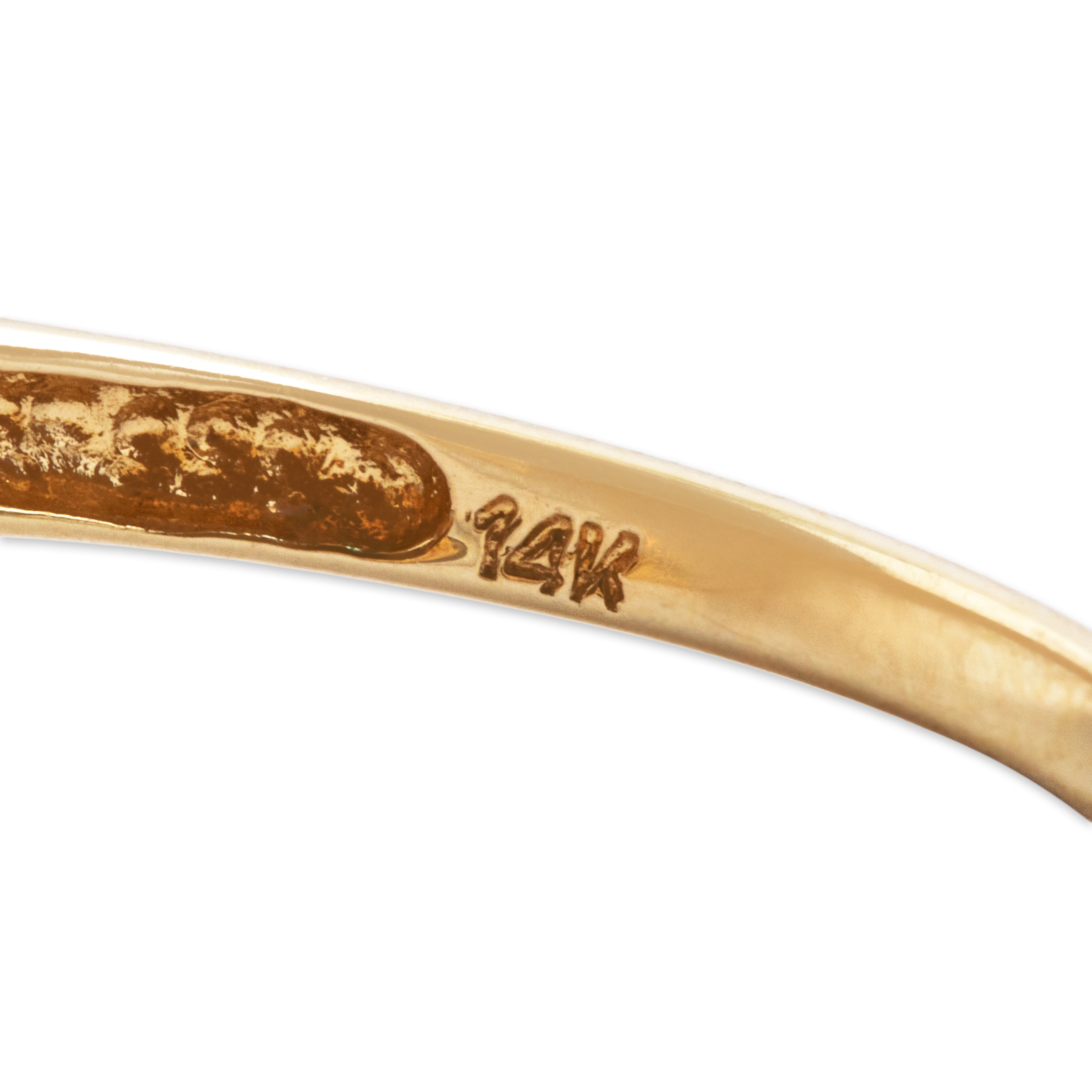 Vintage 14k Yellow Gold Diamond Mesmerizing Blue Rainbow Flourish Ring - Hallmark view