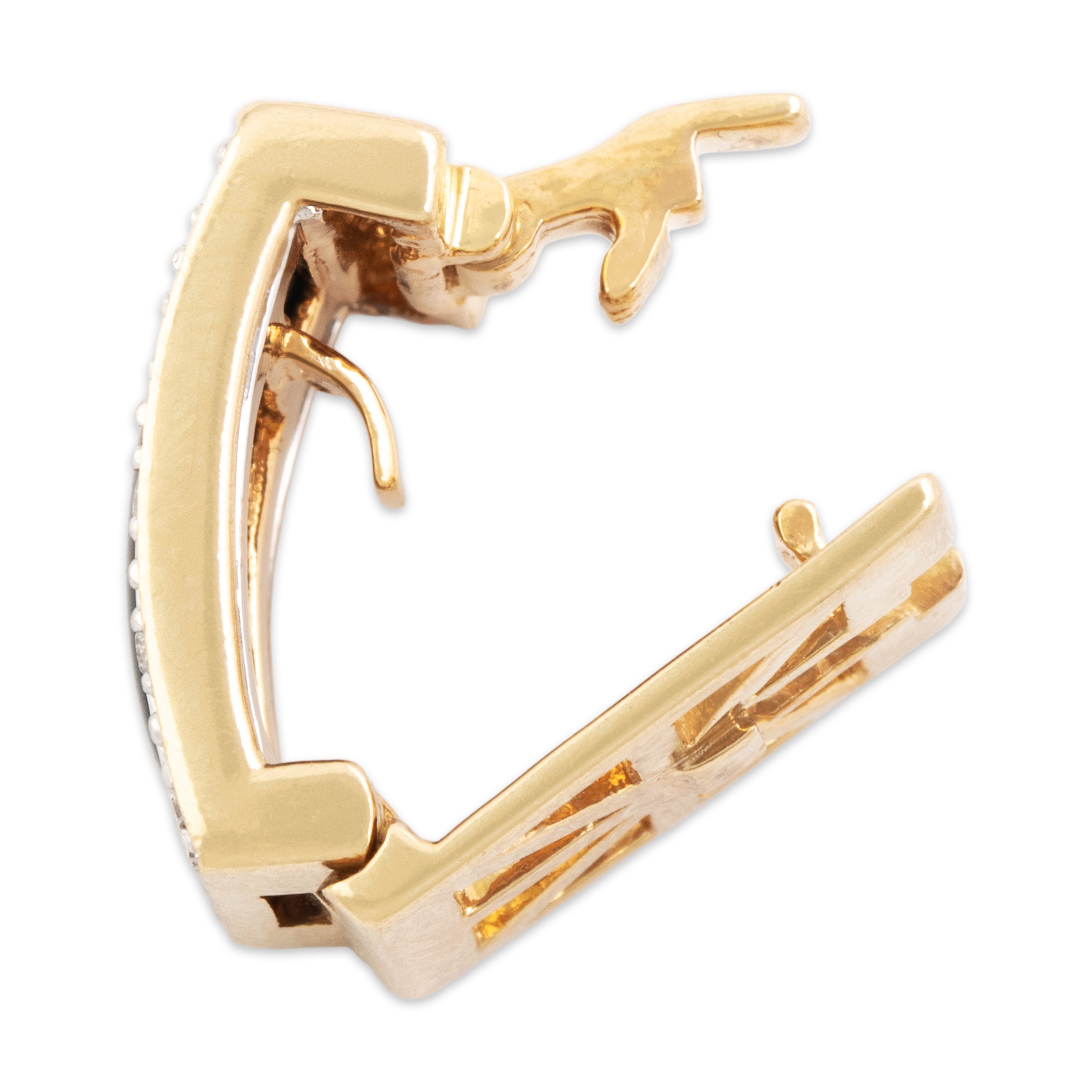 Vintage Heavy 14k Yellow Gold Onyx Diamond Tapered Rectangular Slide Pendant - Side view