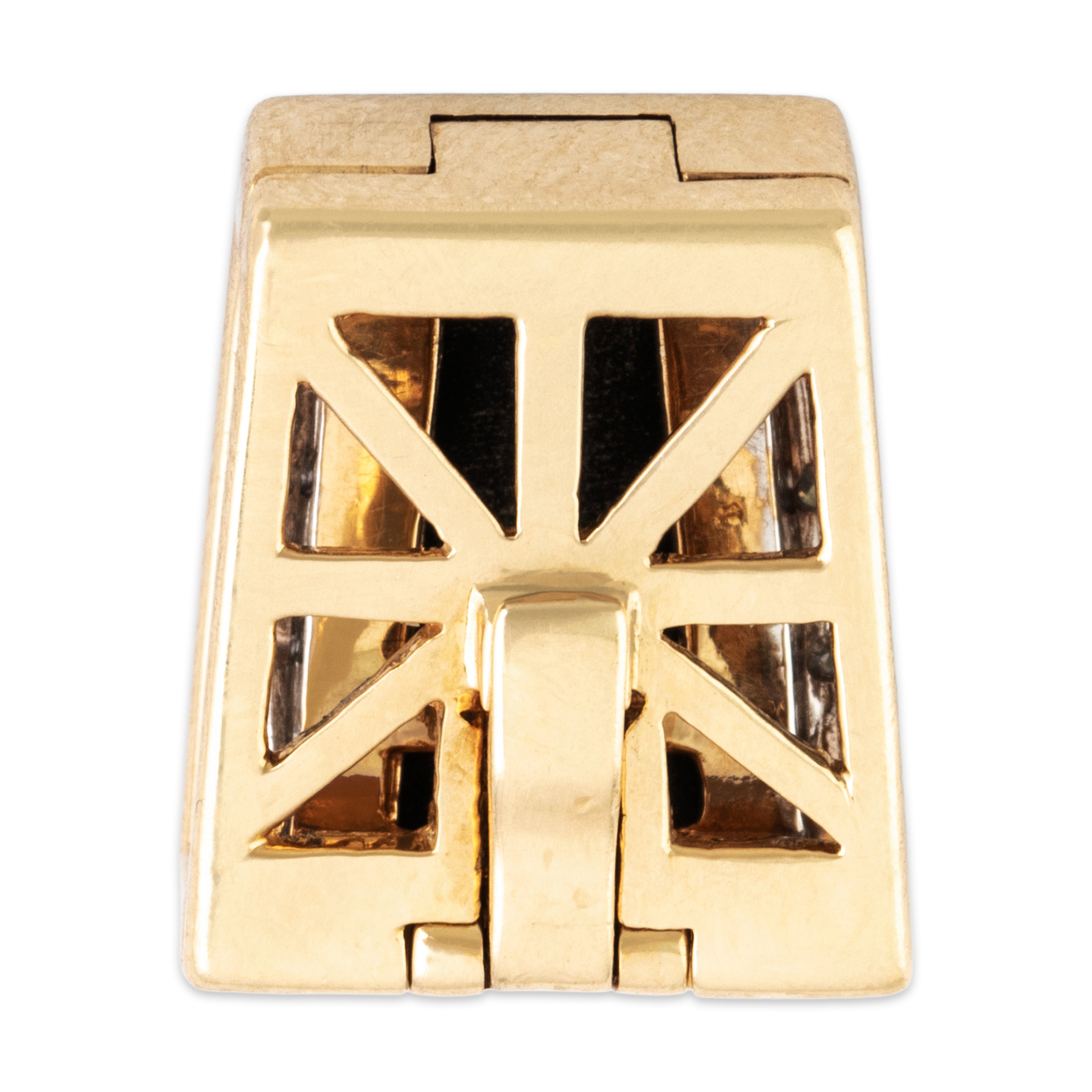 Vintage Heavy 14k Yellow Gold Onyx Diamond Tapered Slide Clip Pendant