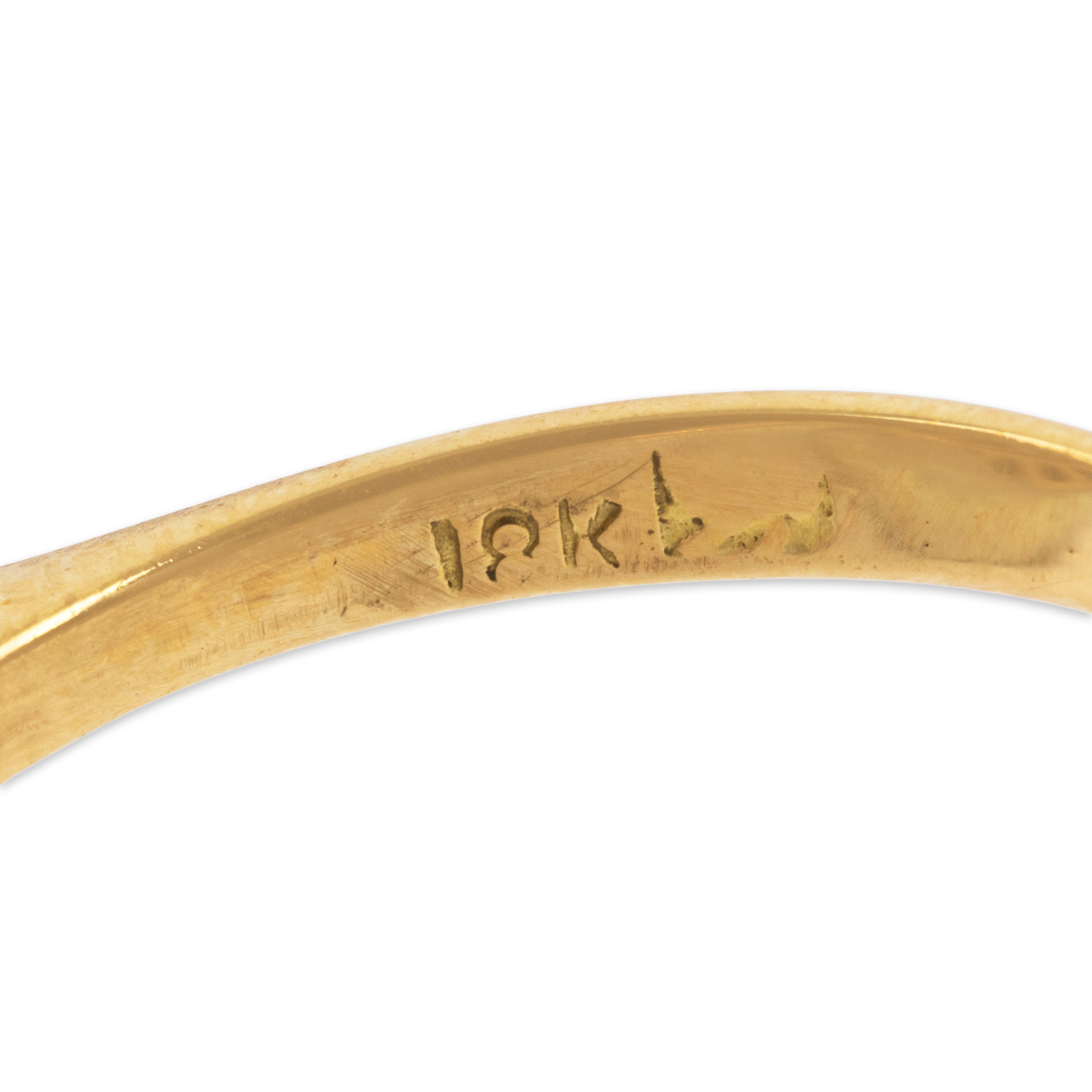 Vintage 18k Yellow Gold 1.5cttw Sapphire Diamond Ballerina Halo Ring - Hallmark view