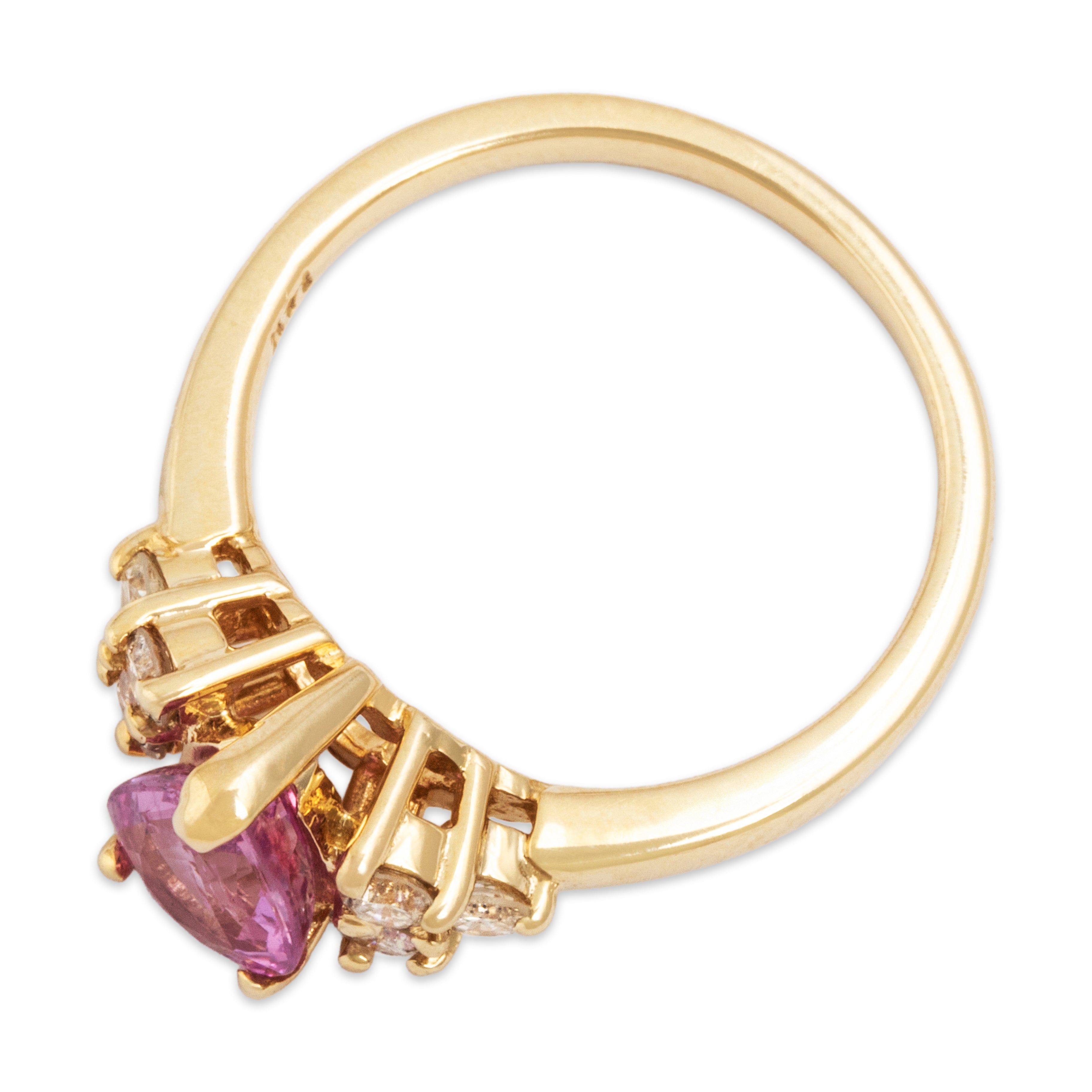 Estate 14k Yellow Gold 1.3ct Sapphire .264cttw Diamond Pretty Pear Ring - Overall view