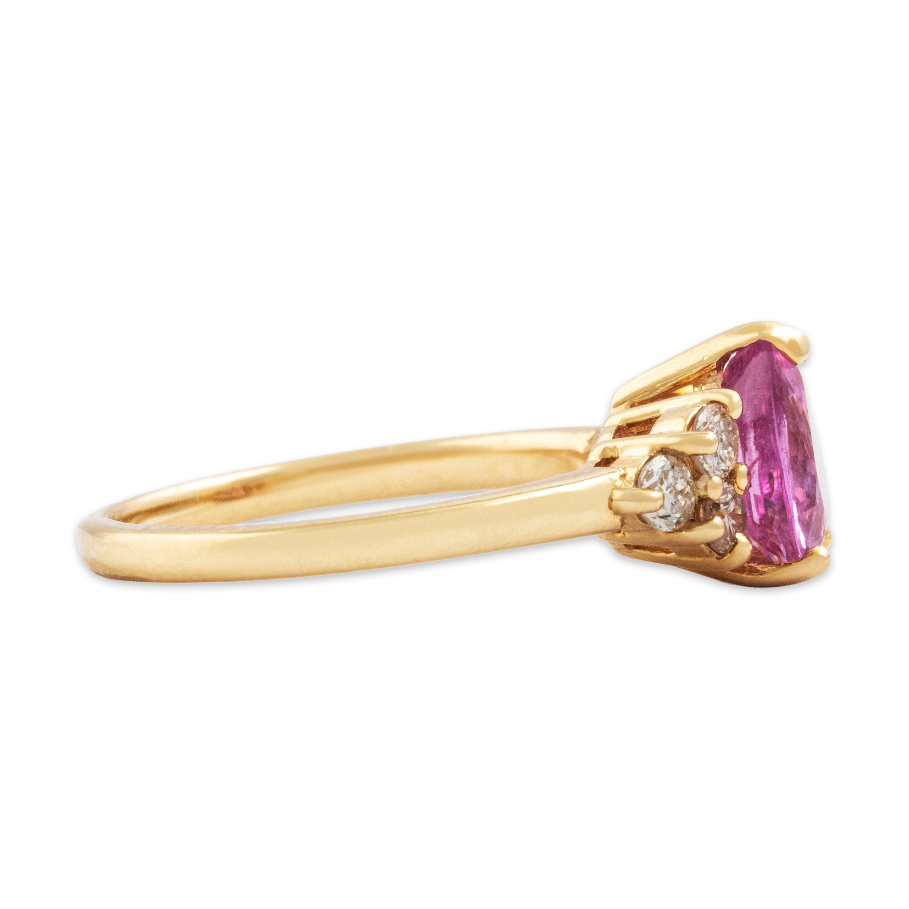 Estate 14k Yellow Gold 1.3ct Sapphire .264cttw Diamond Pretty Pear Ring - Side view