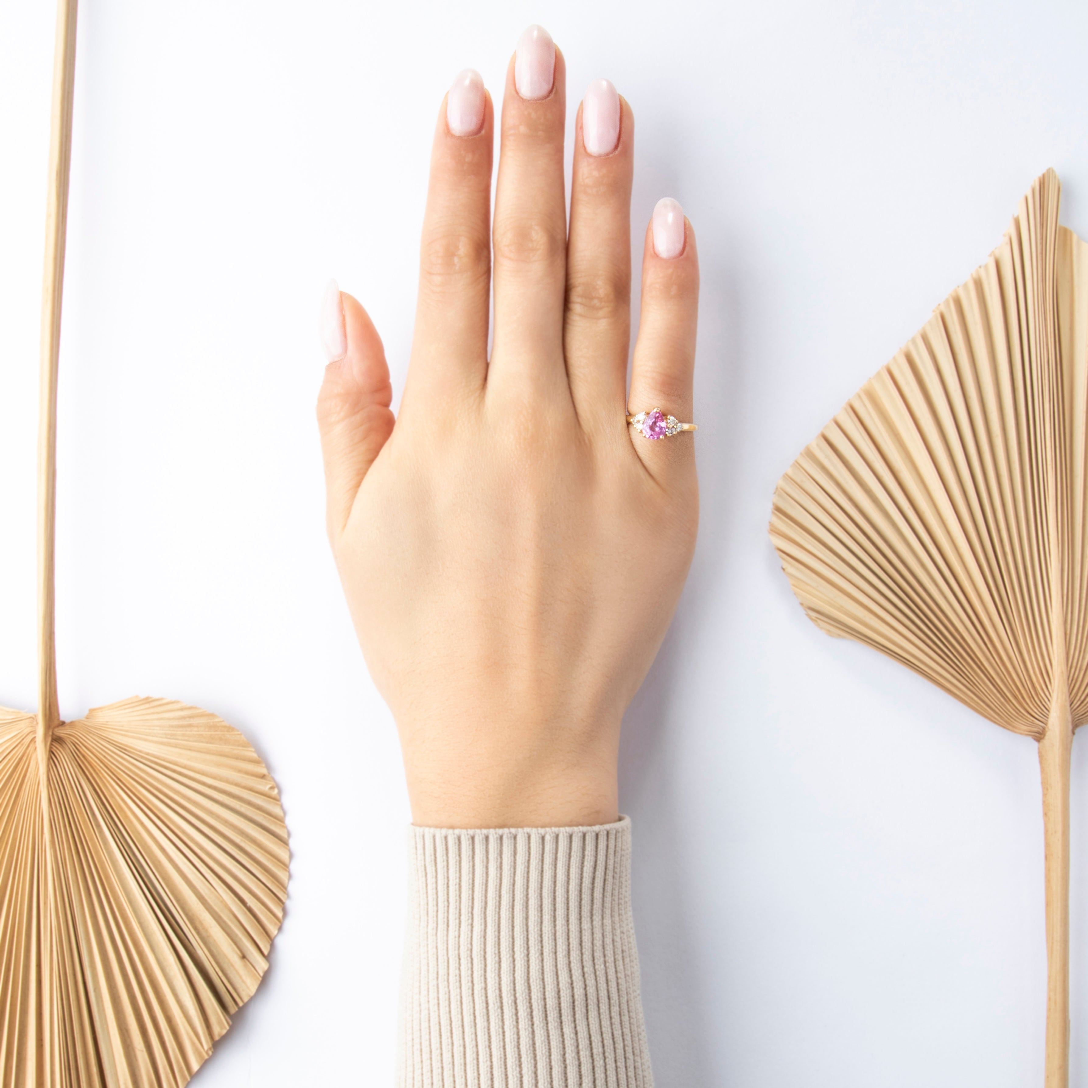 Estate 14k Yellow Gold 1.3ct Sapphire .264cttw Diamond Pretty Pear Ring - On model view