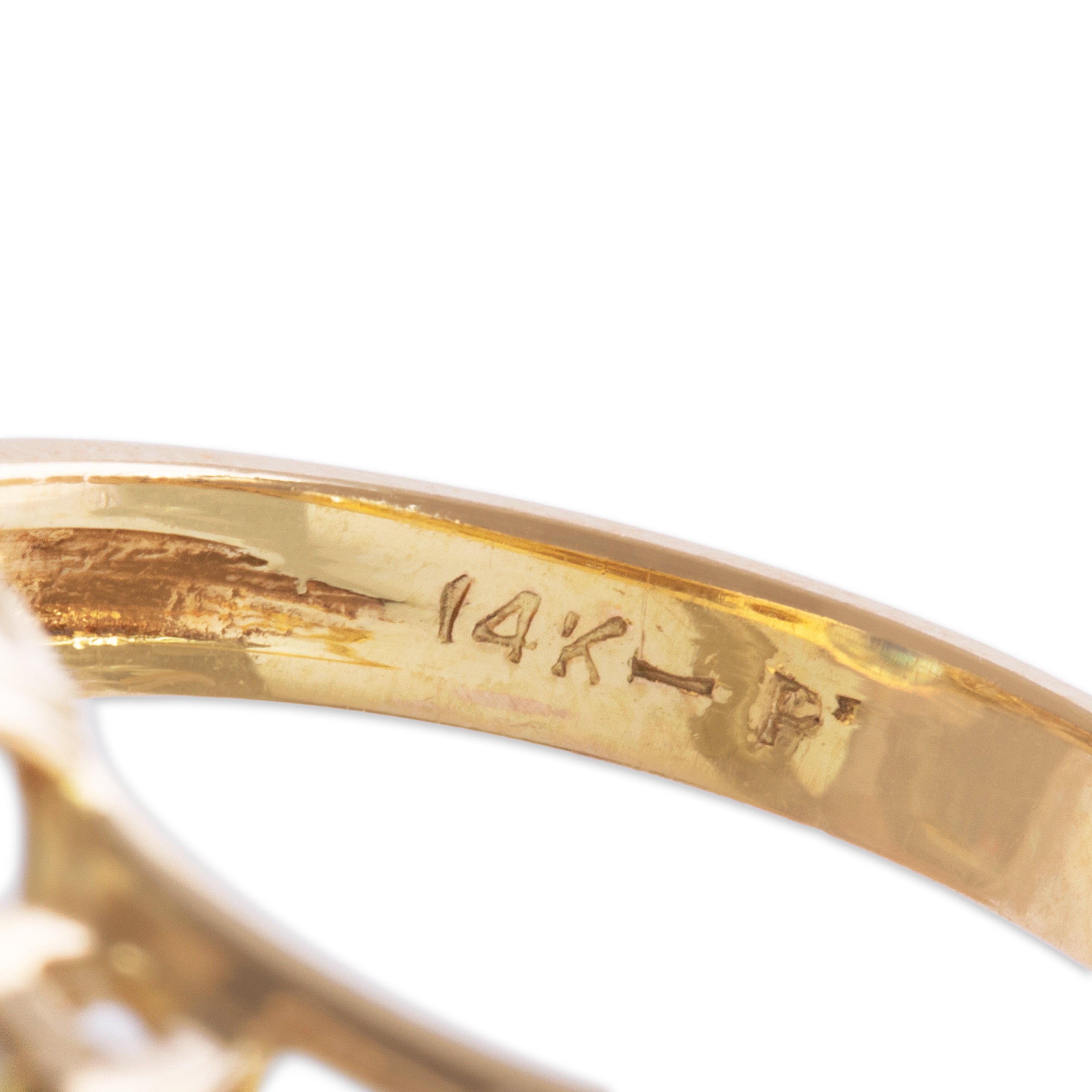 Vintage Stunning 14k Yellow Gold 5.13ct Moonstone Diamond Luminous Dome Ring  - Hallmark view