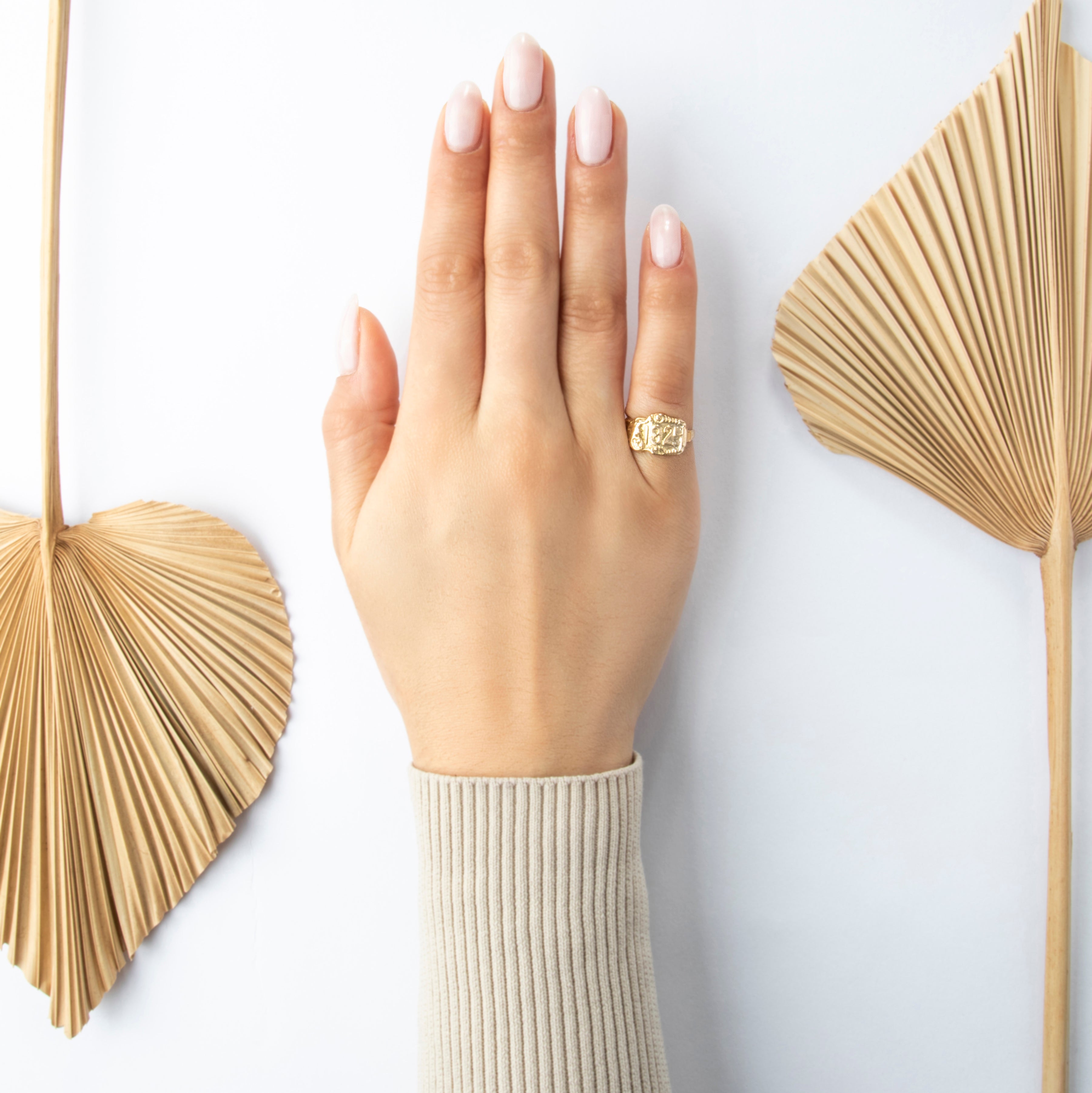 Antique 14k Yellow Gold Dated 1924 Ring - On model view