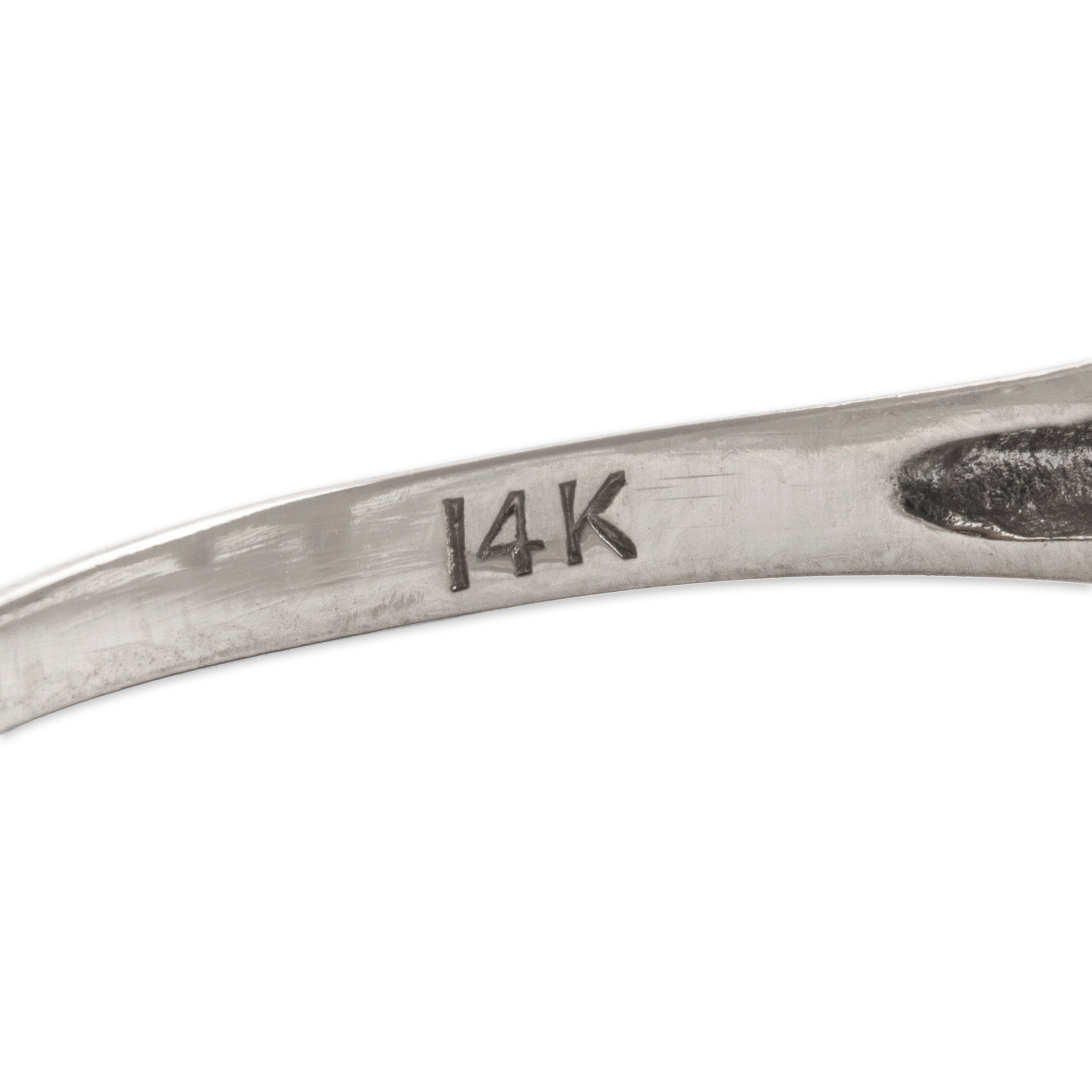 Vintage 14k White Gold Pearl Diamond Luminous Flower Ring - Hallmark view