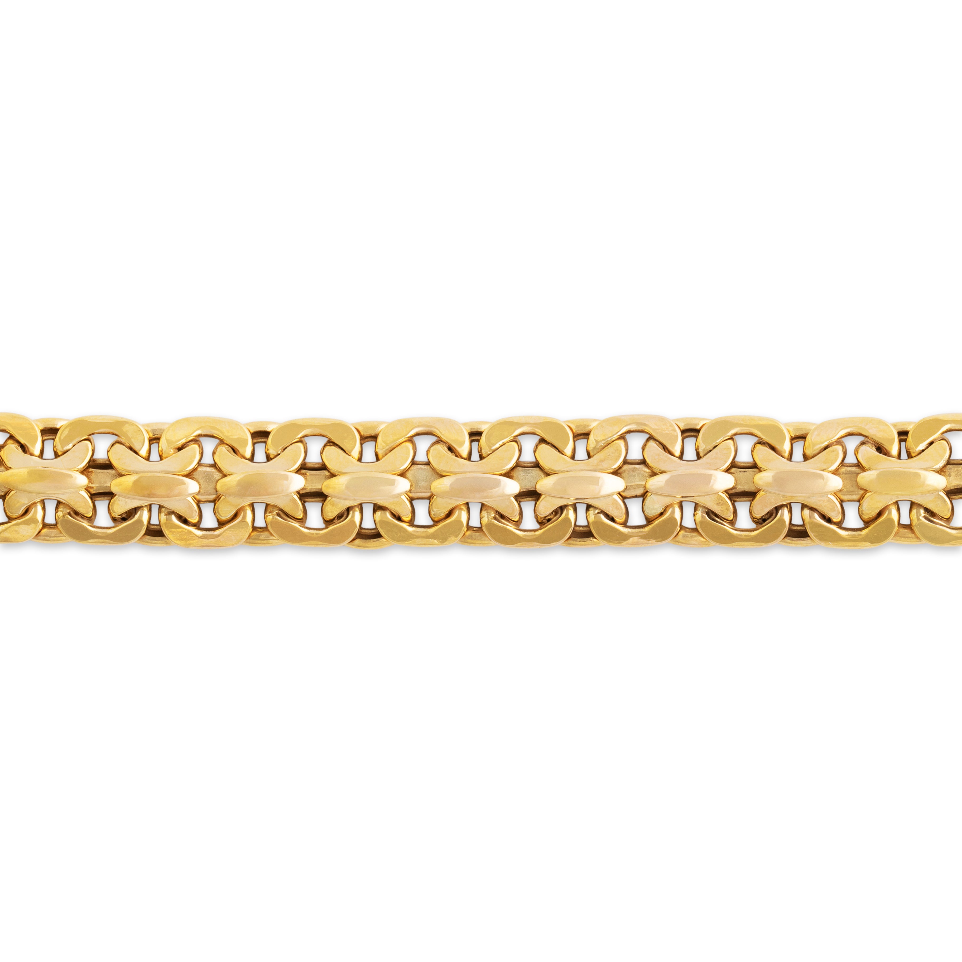 Vintage Italian 14k Yellow Gold Intricate Interlocking Link Bracelet 7