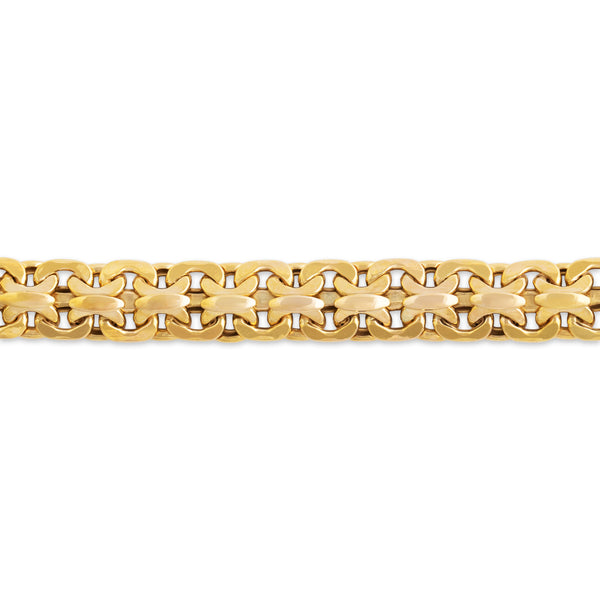Vintage Italian 14k Yellow Gold Intricate Interlocking Link Bracelet 7
