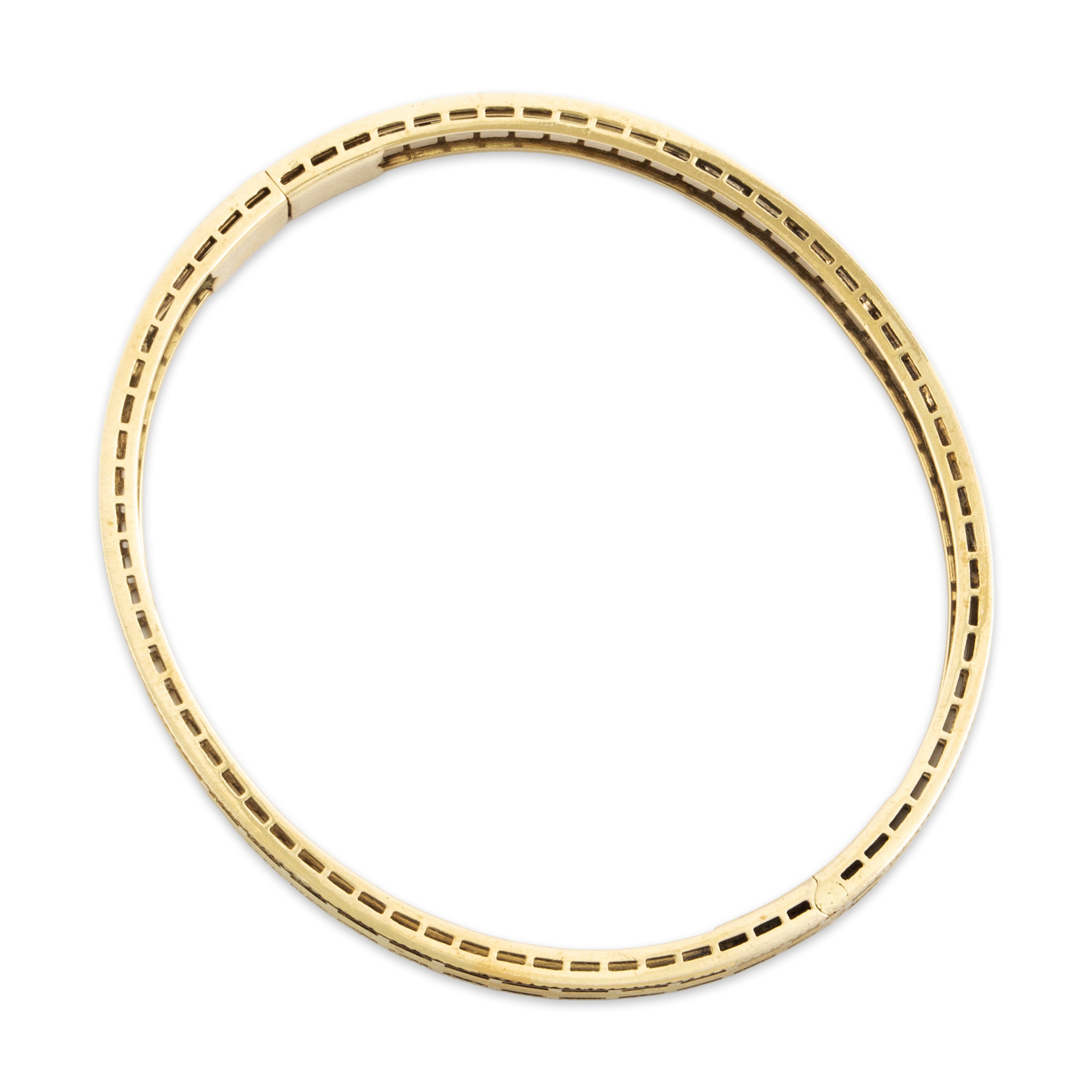 Antique 14k Yellow Gold Architectural Bangle Bracelet - detail view #2