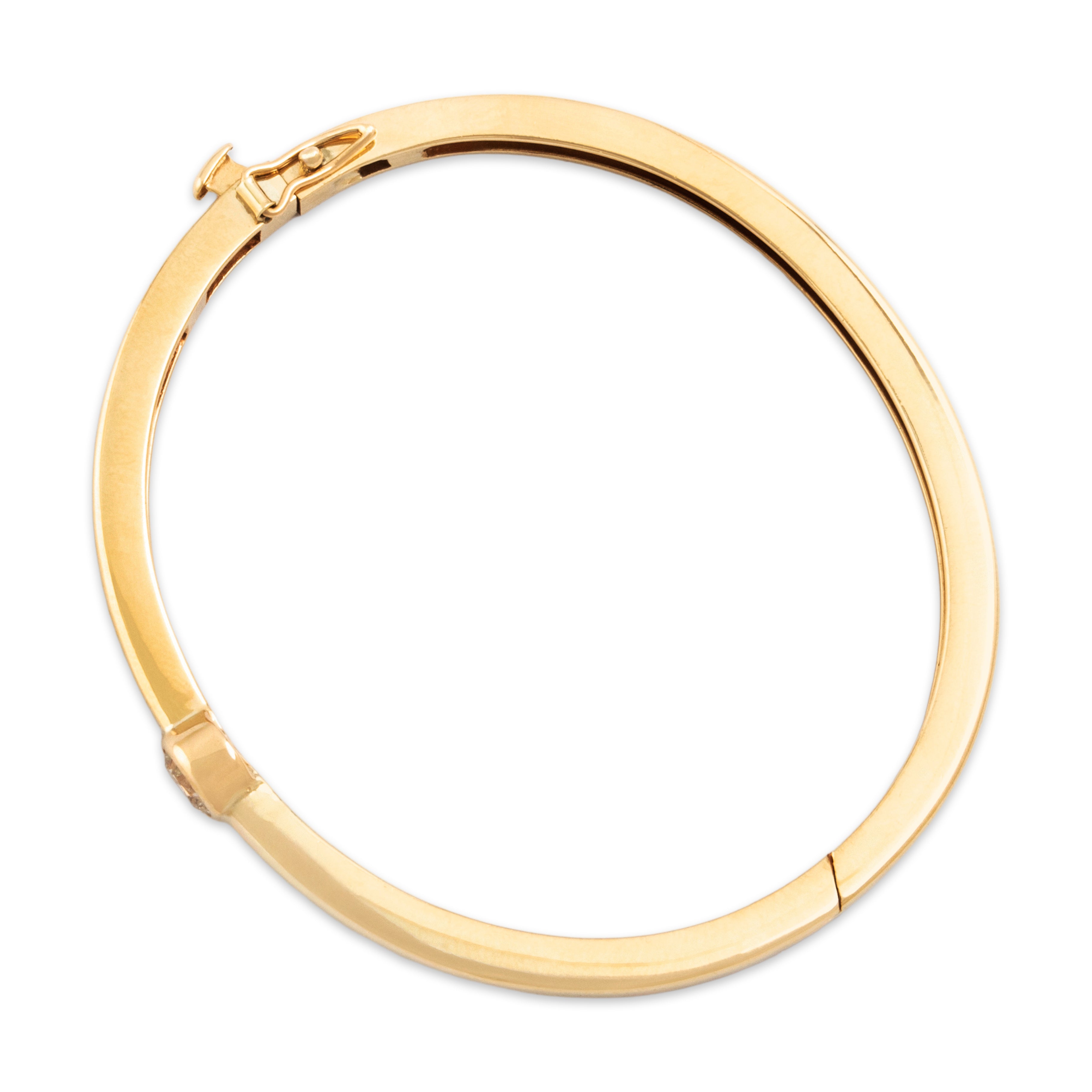 Vintage 14k Yellow Gold .6ct Old European Diamond Stunning Bangle Bracelet - detail view #1