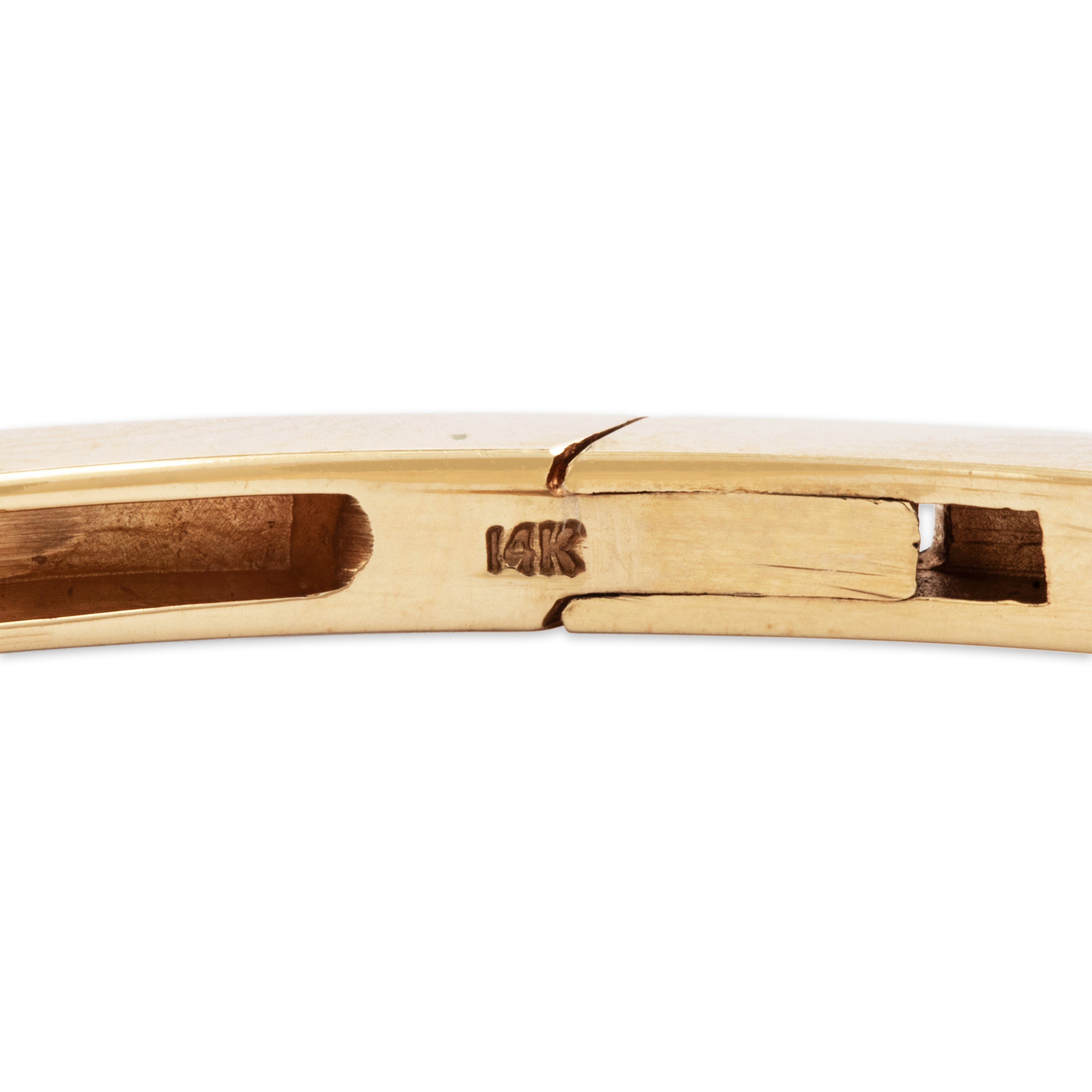 Vintage 14k Yellow Gold .6ct Old European Diamond Stunning Bangle Bracelet - detail view #3