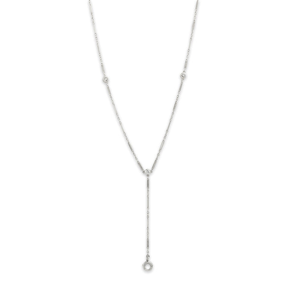 Antique Art Deco Platinum 1.004cttw Old European Diamond Station Necklace 25.75