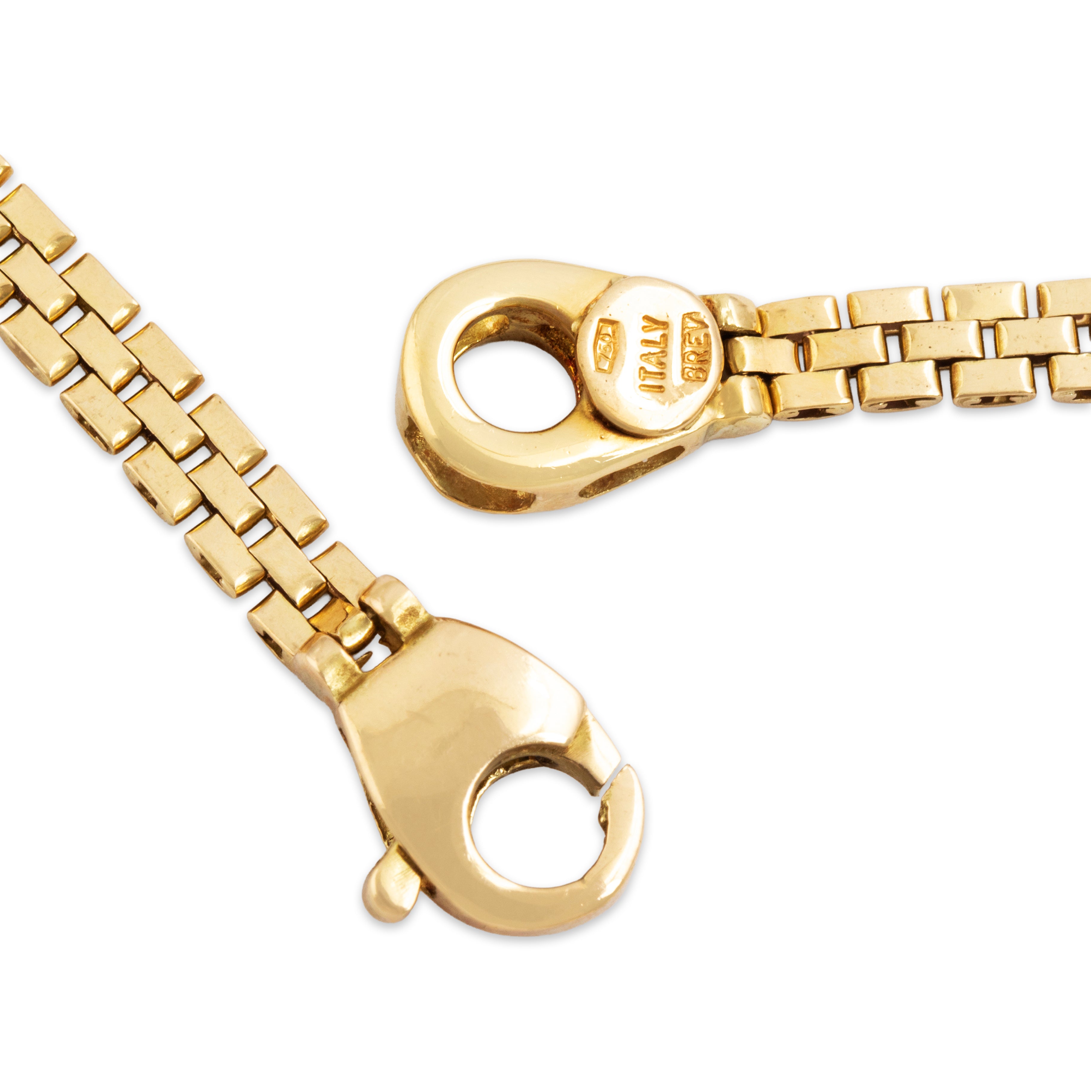 Vintage Italian 18k Gold 1.08cttw Sapphire Cabochon Station Panther Chain Chevron Necklace - Hallmark view