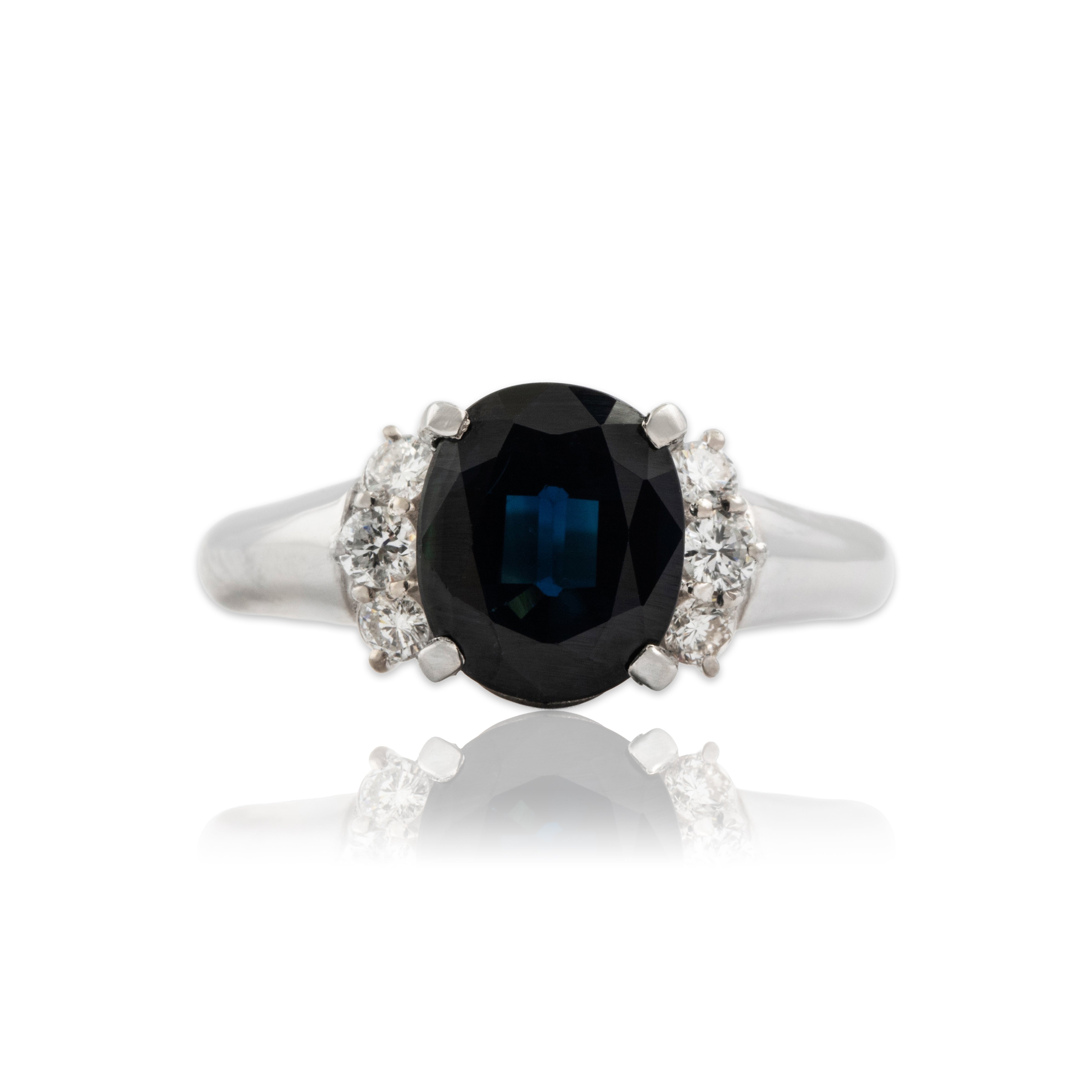 Vintage Platinum 3.08ct Sapphire .3cttw Diamond Glittering Night Sky Ring  - Close-up view