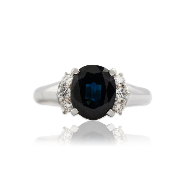 Vintage Platinum 3.08ct Sapphire Diamond Glittering Night Sky Ring 8.25