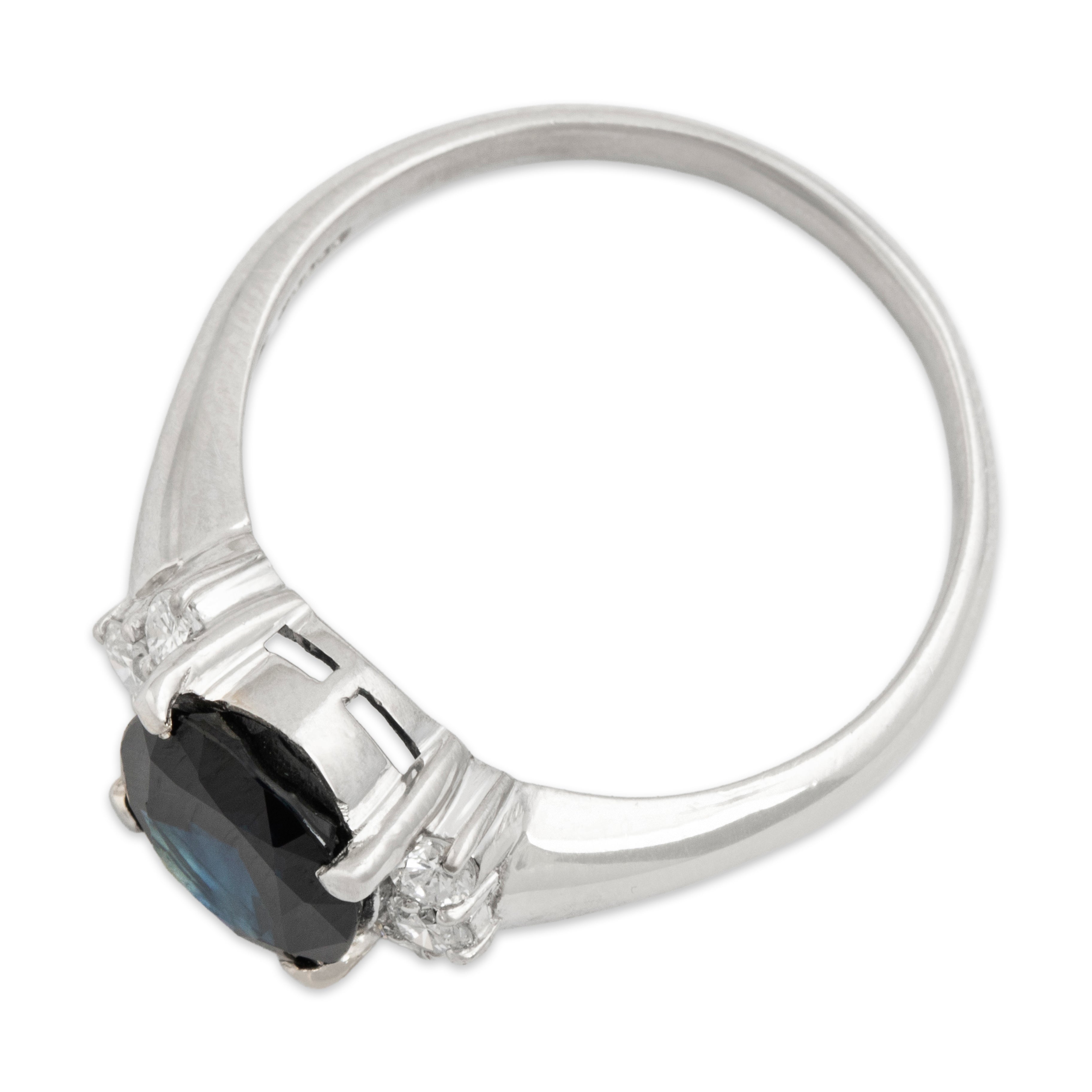 Vintage Platinum 3.08ct Sapphire .3cttw Diamond Glittering Night Sky Ring  - Overall view