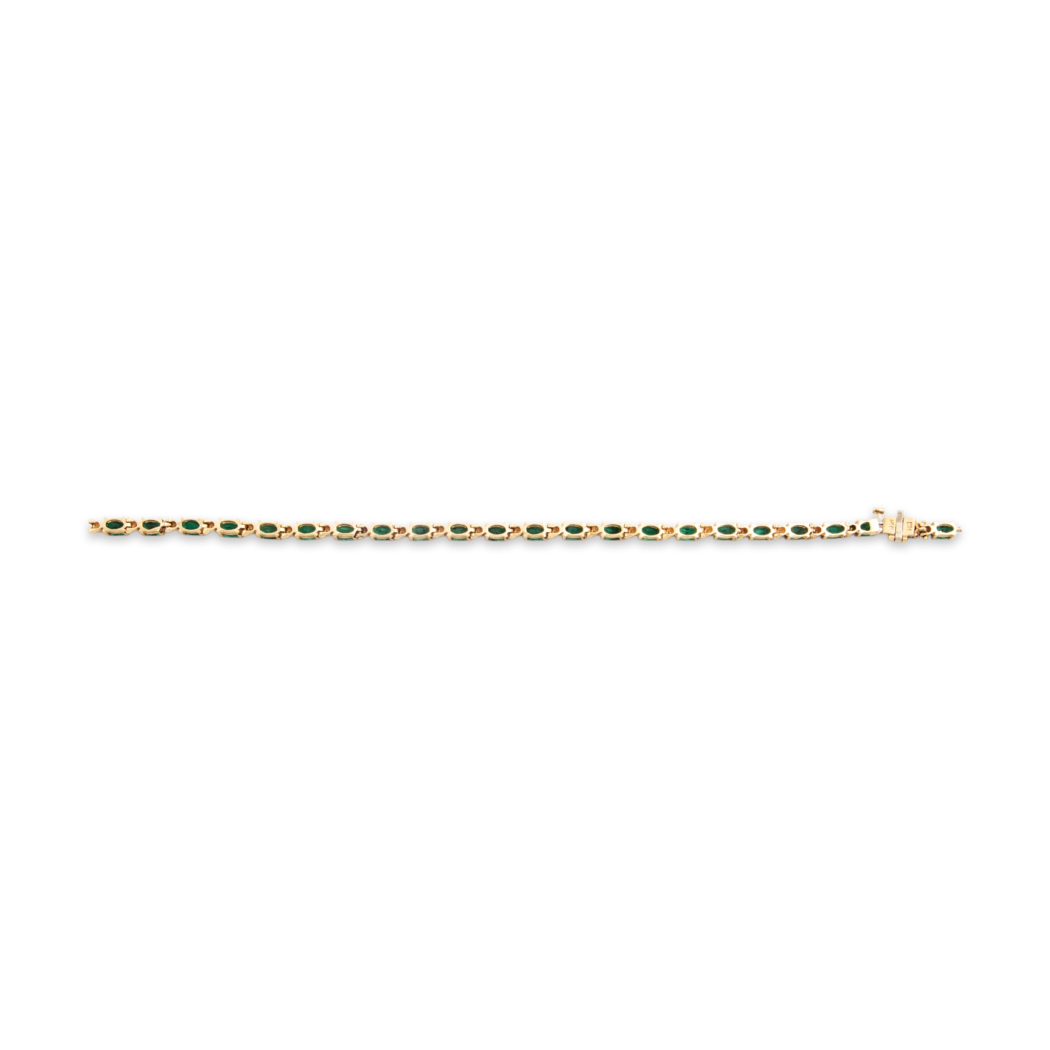 Vintage 14k Yellow Gold 7cttw Emerald Diamond Alternating Tennis Bracelet - Back view