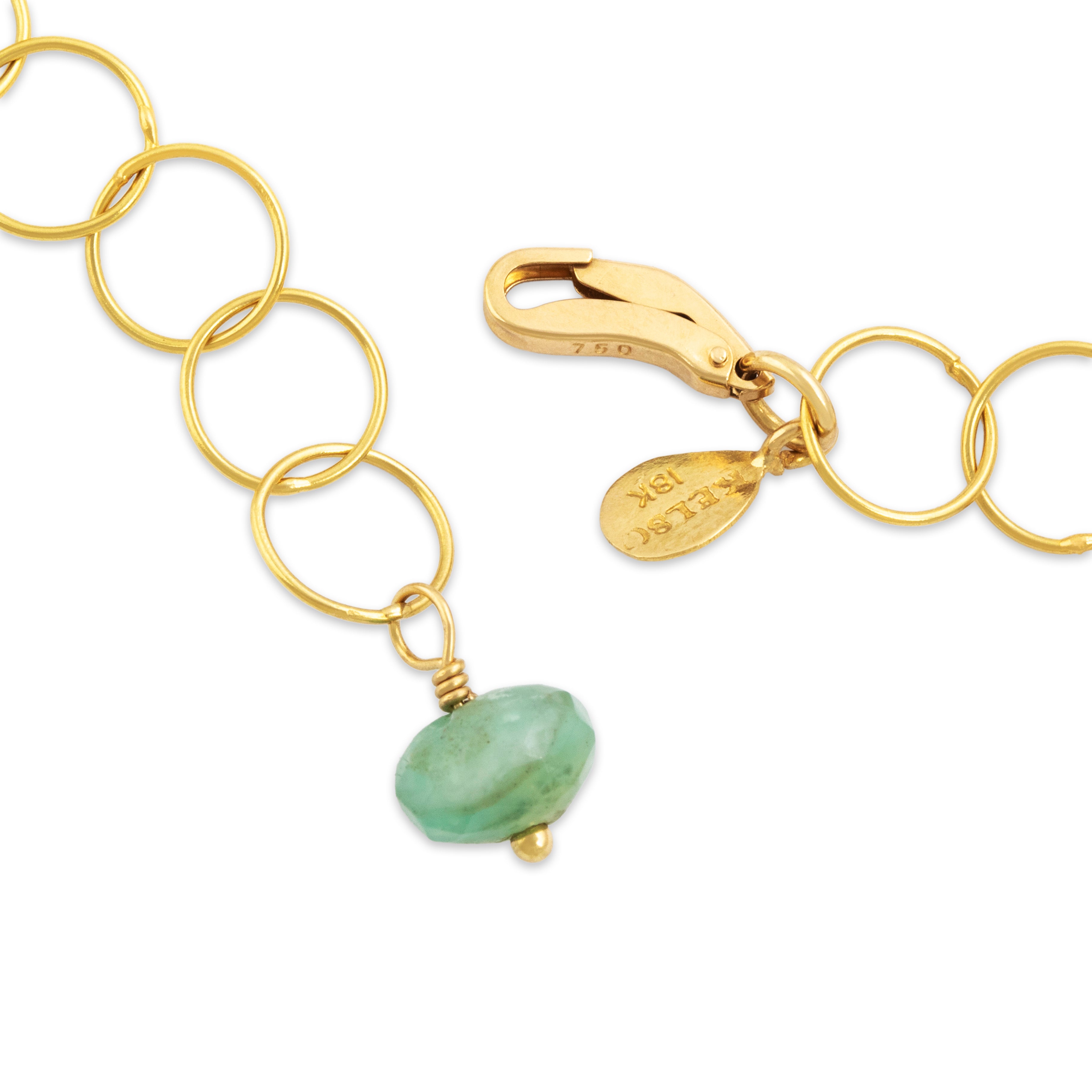 Estate 18k Yellow Gold 15cttw Seafoam Chalcedony Stunning Crane Necklace - clasp view