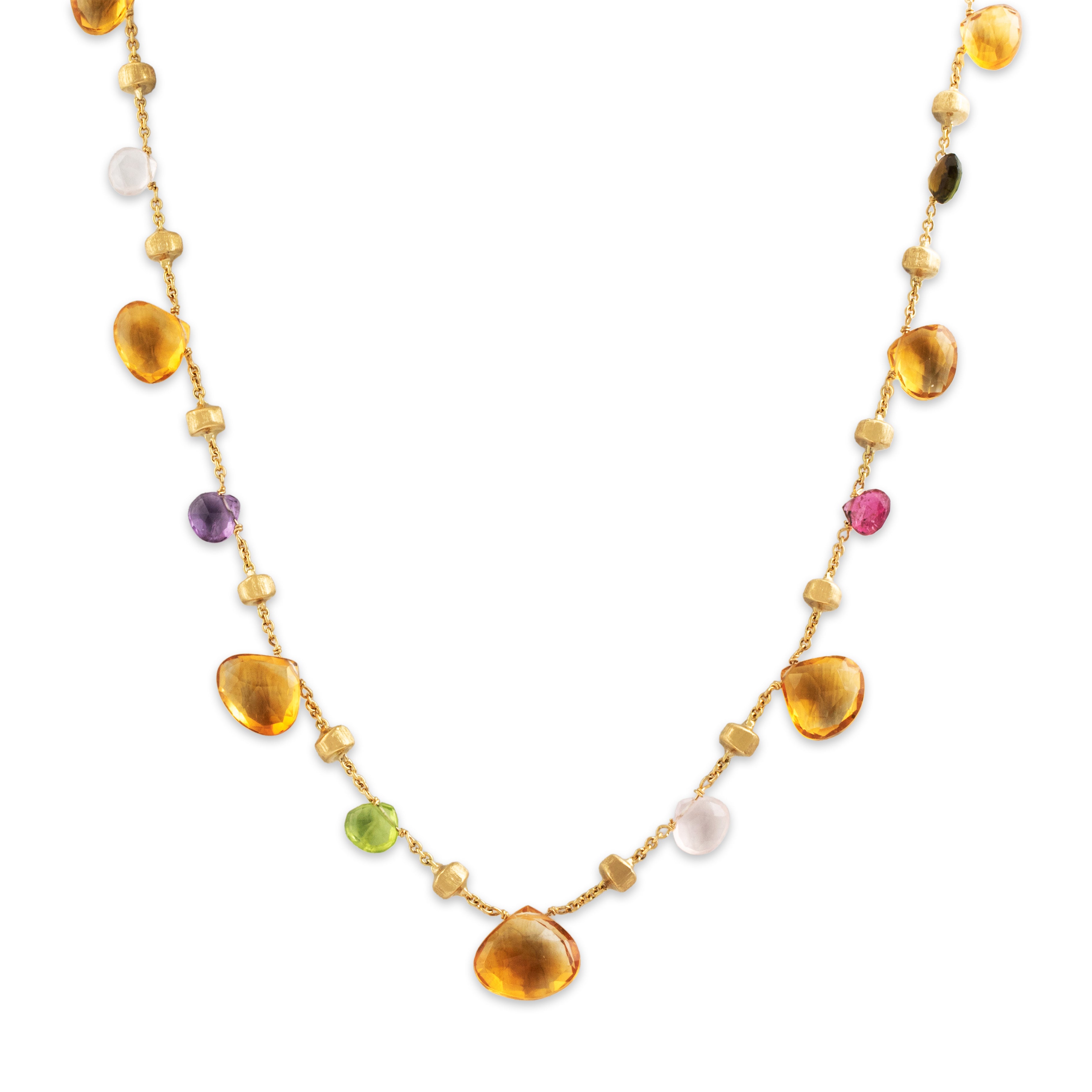 Estate Marco Bicego Italian 18k Yellow Gold Multistone Briolette Necklace - Close-up view