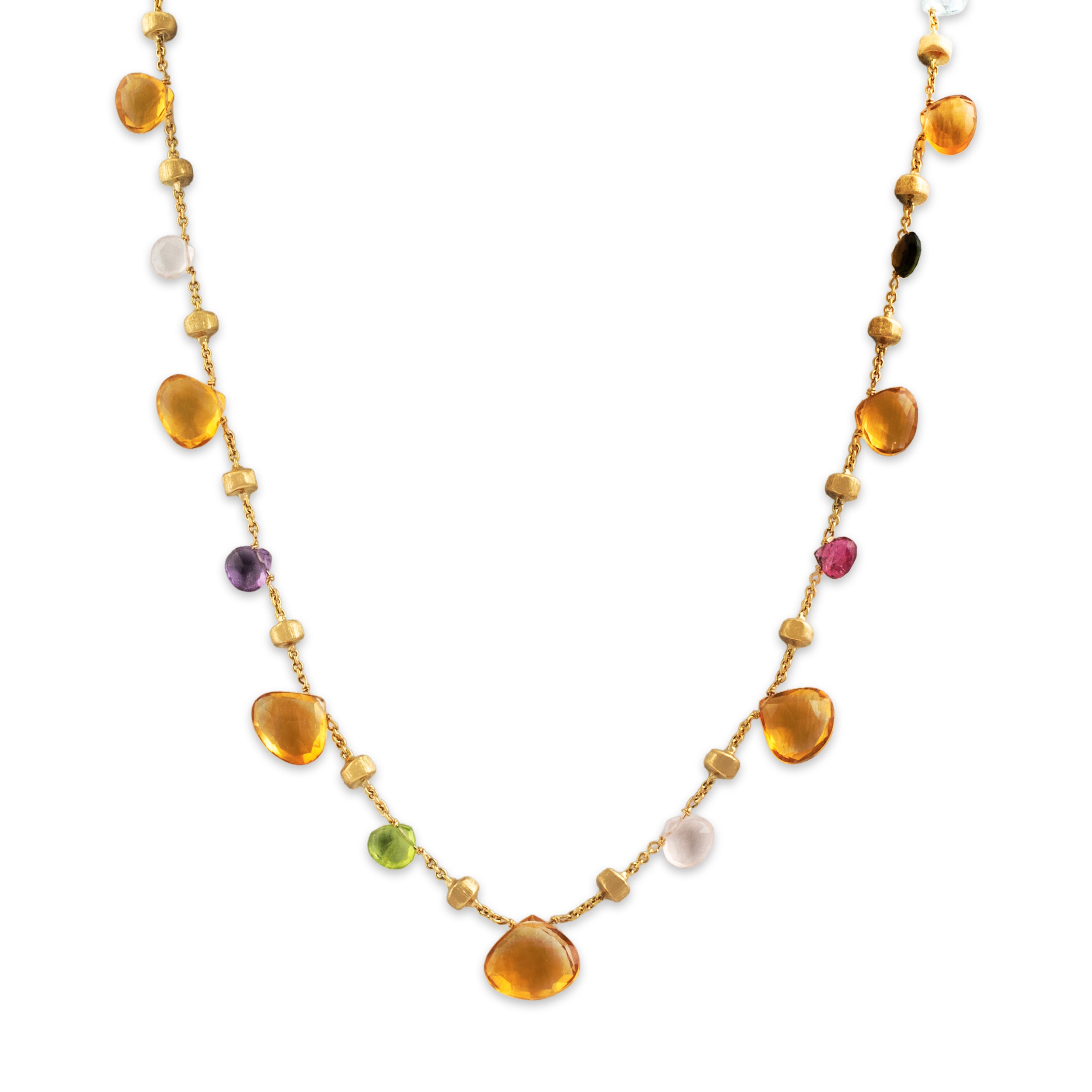 Estate Marco Bicego Italian 18k Yellow Gold Multistone Briolette Necklace - detail view #1