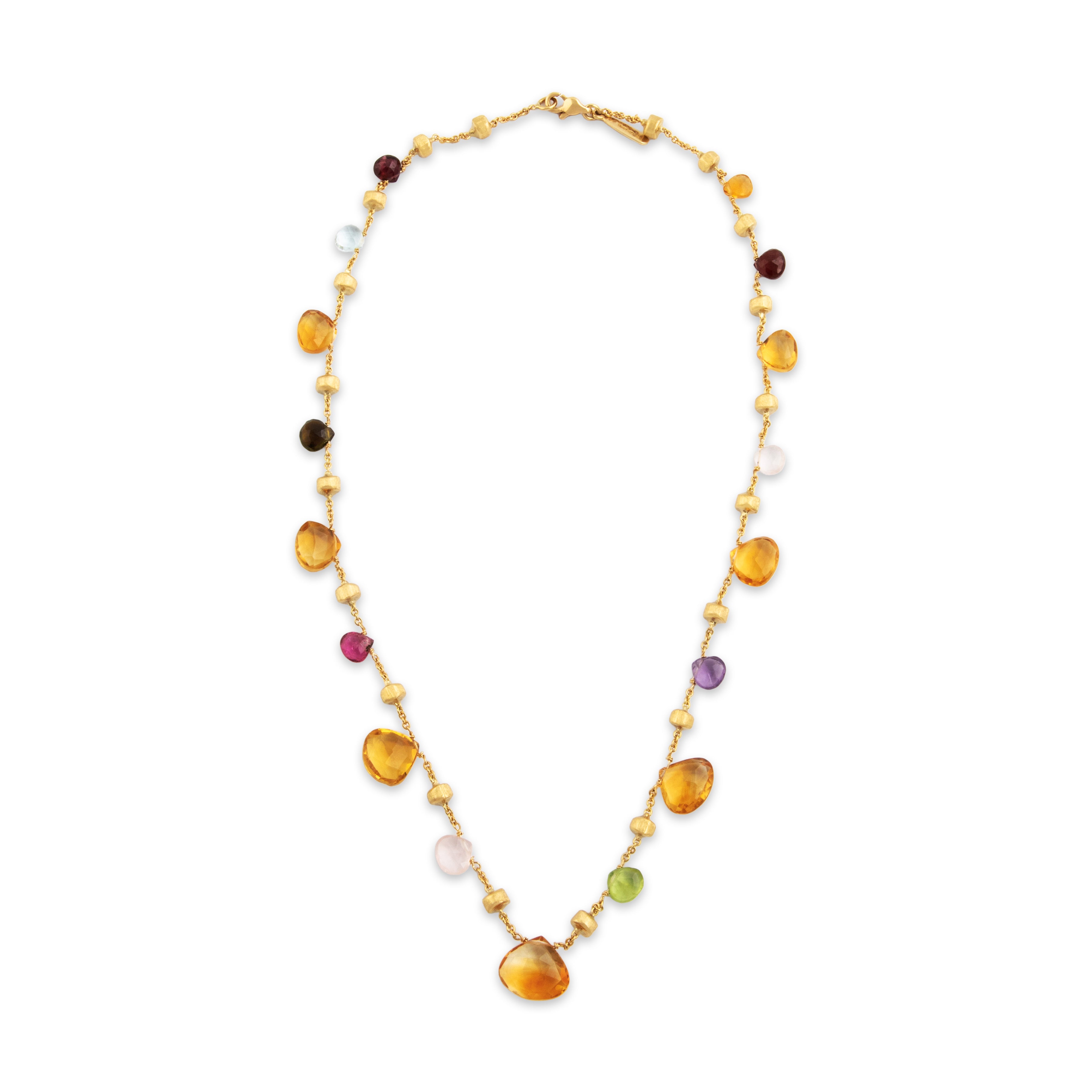 Estate Marco Bicego Italian 18k Yellow Gold Multistone Briolette Necklace - Overall view