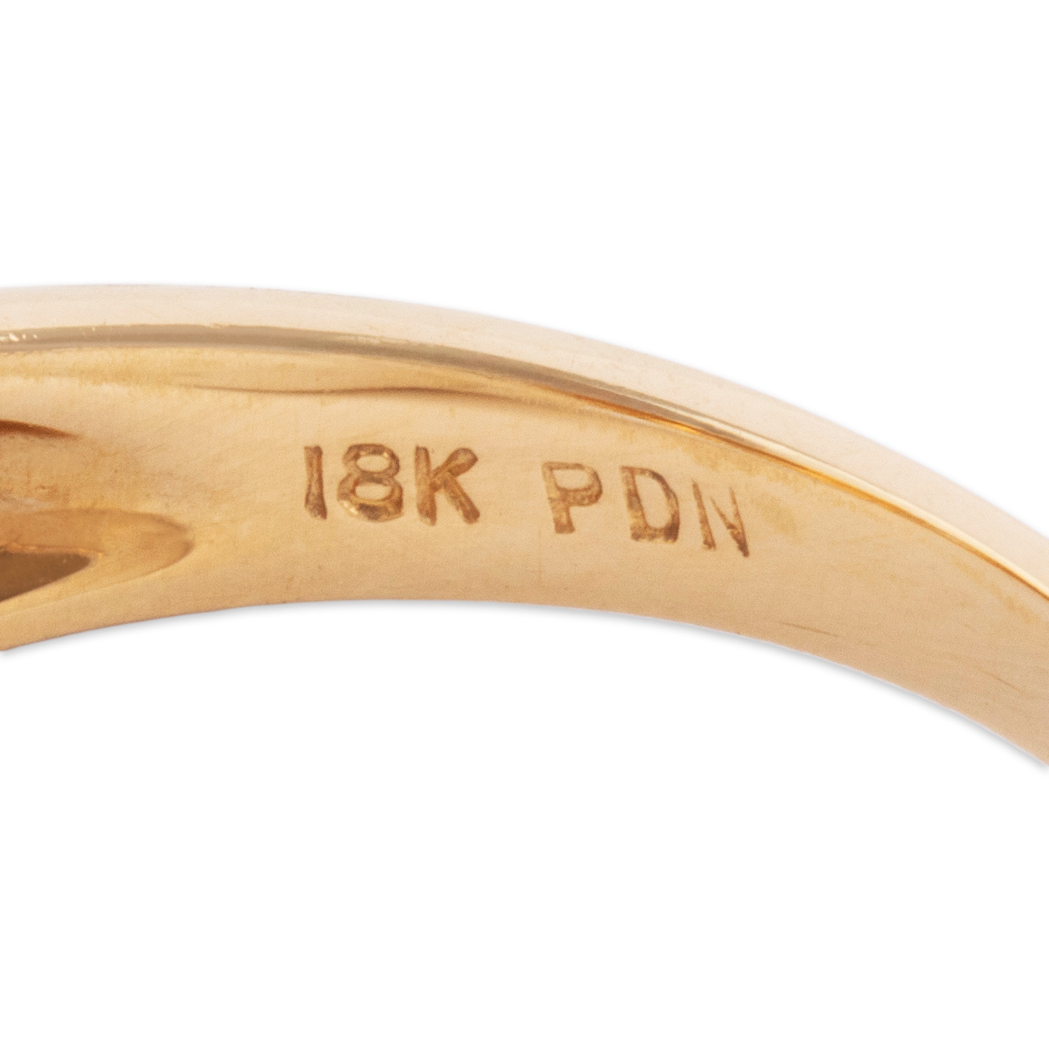 Vintage 18k Yellow Gold Blue Sapphire Diamond Wide Trio Ring - Hallmark view