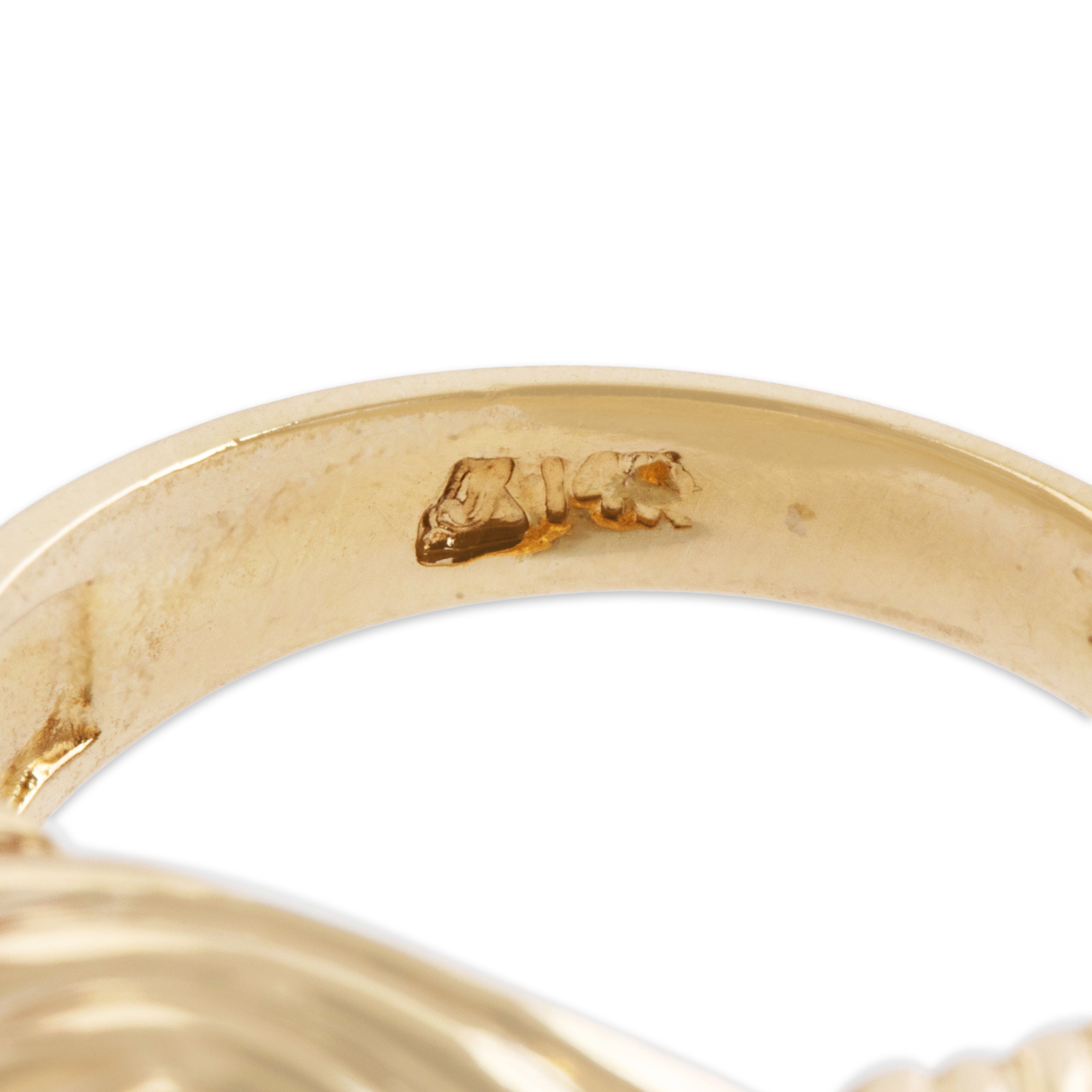 Vintage 14k Yellow Gold .225cttw Diamond Ribbed Cluster Ring - Hallmark view