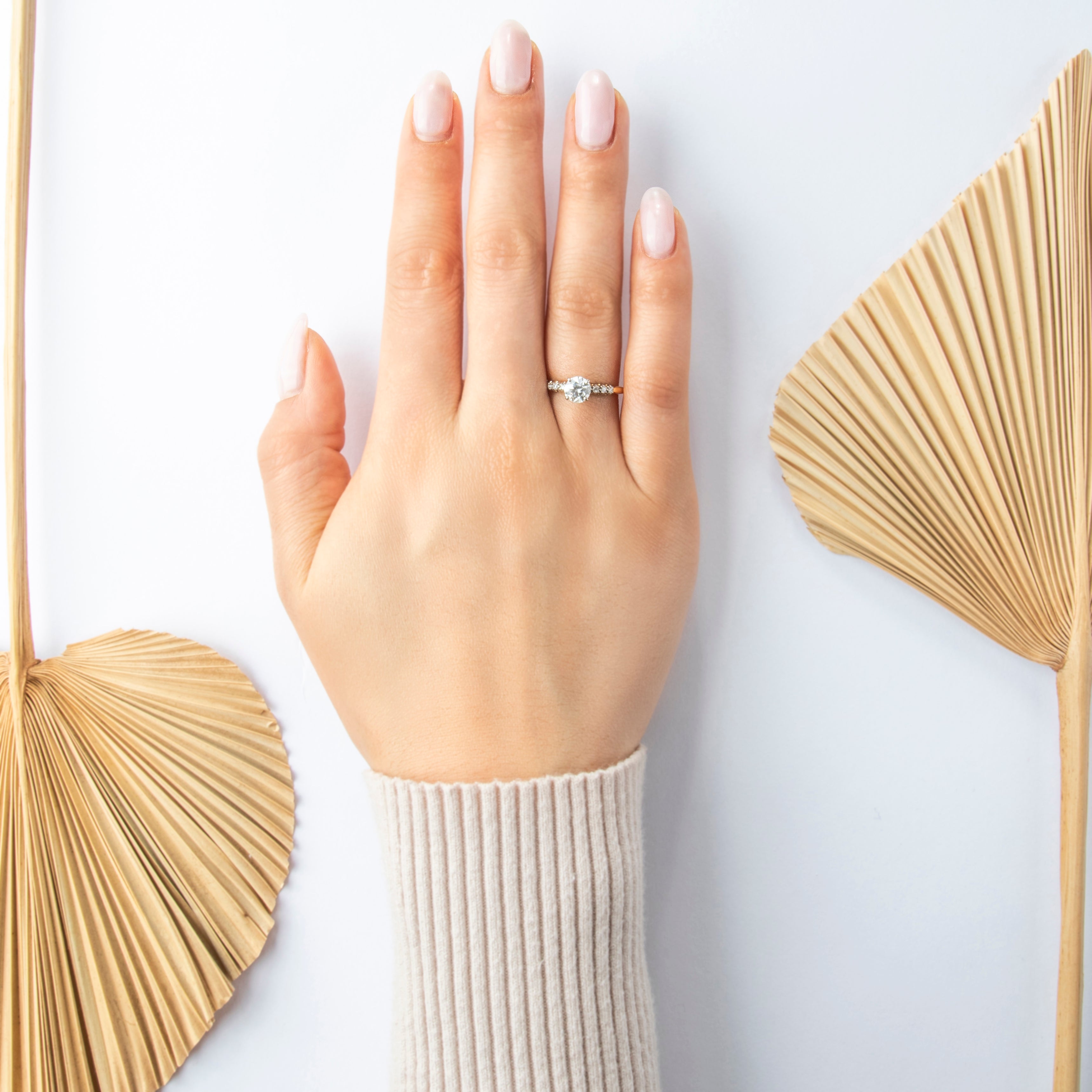 Vintage 18k Yellow Gold .958cttw Old European Diamond Stunning Tall Accent Ring - On model view