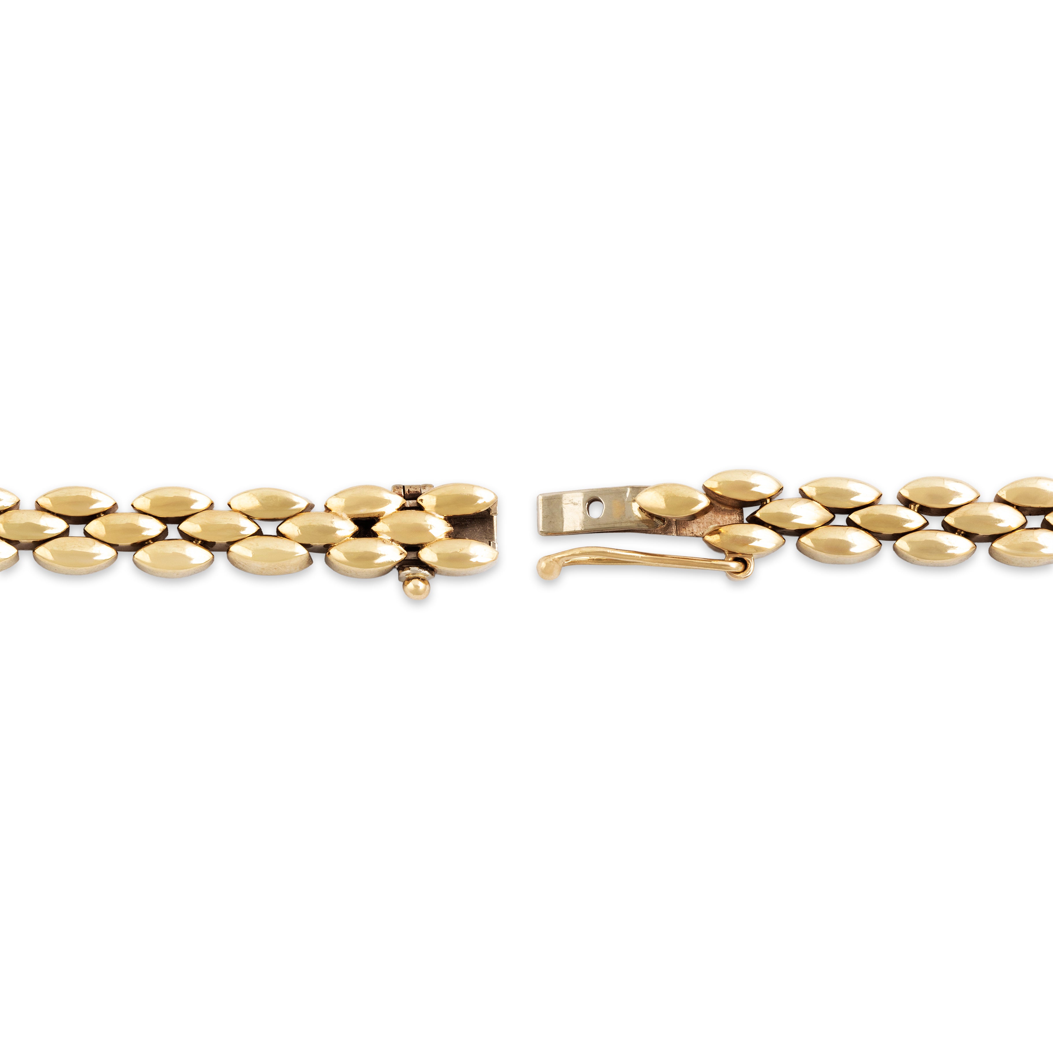 Vintage Heavy 14k Yellow & White Gold 1.302cttw Diamond Panther Link Bracelet - clasp view