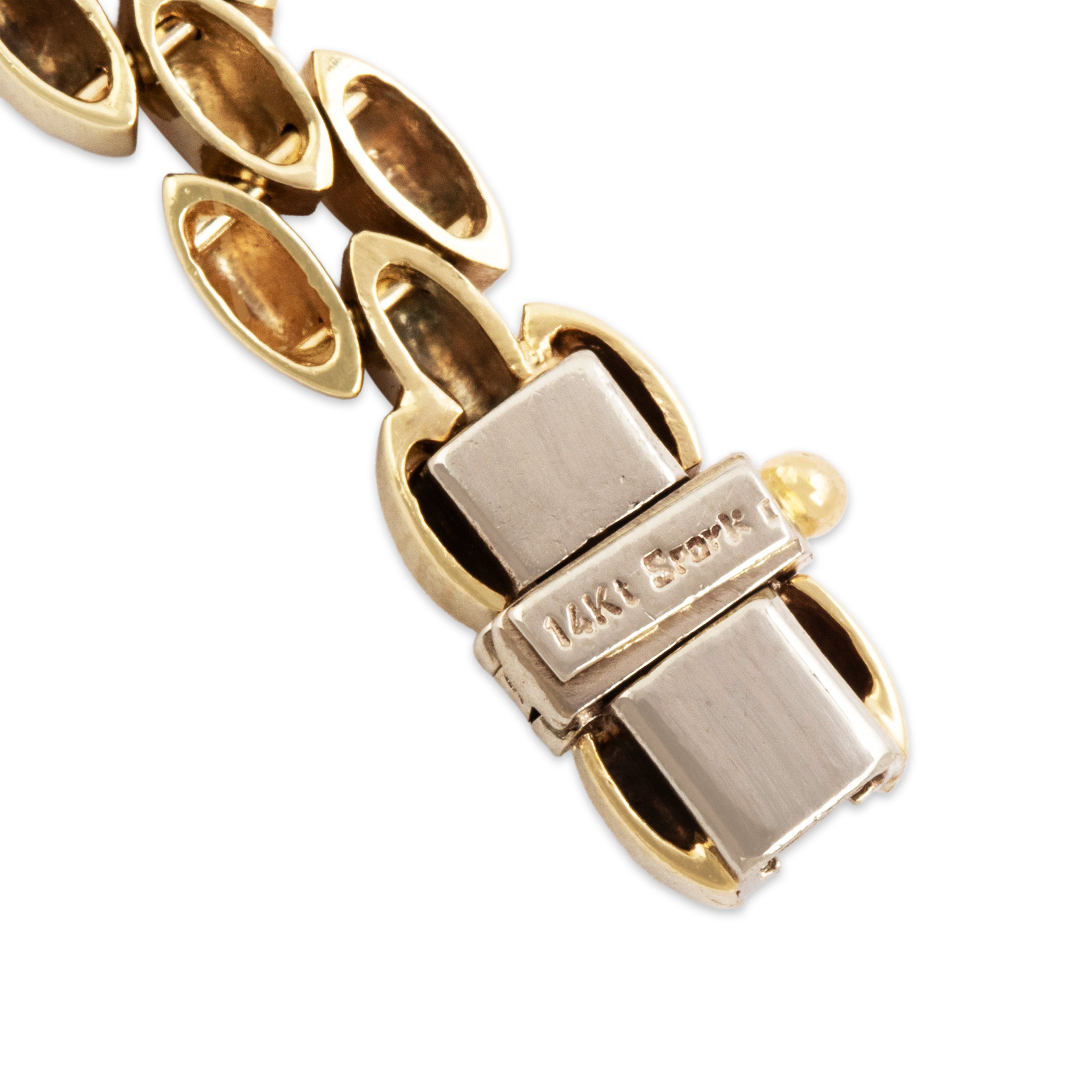 Vintage Heavy 14k Yellow & White Gold 1.302cttw Diamond Panther Link Bracelet - Hallmark view