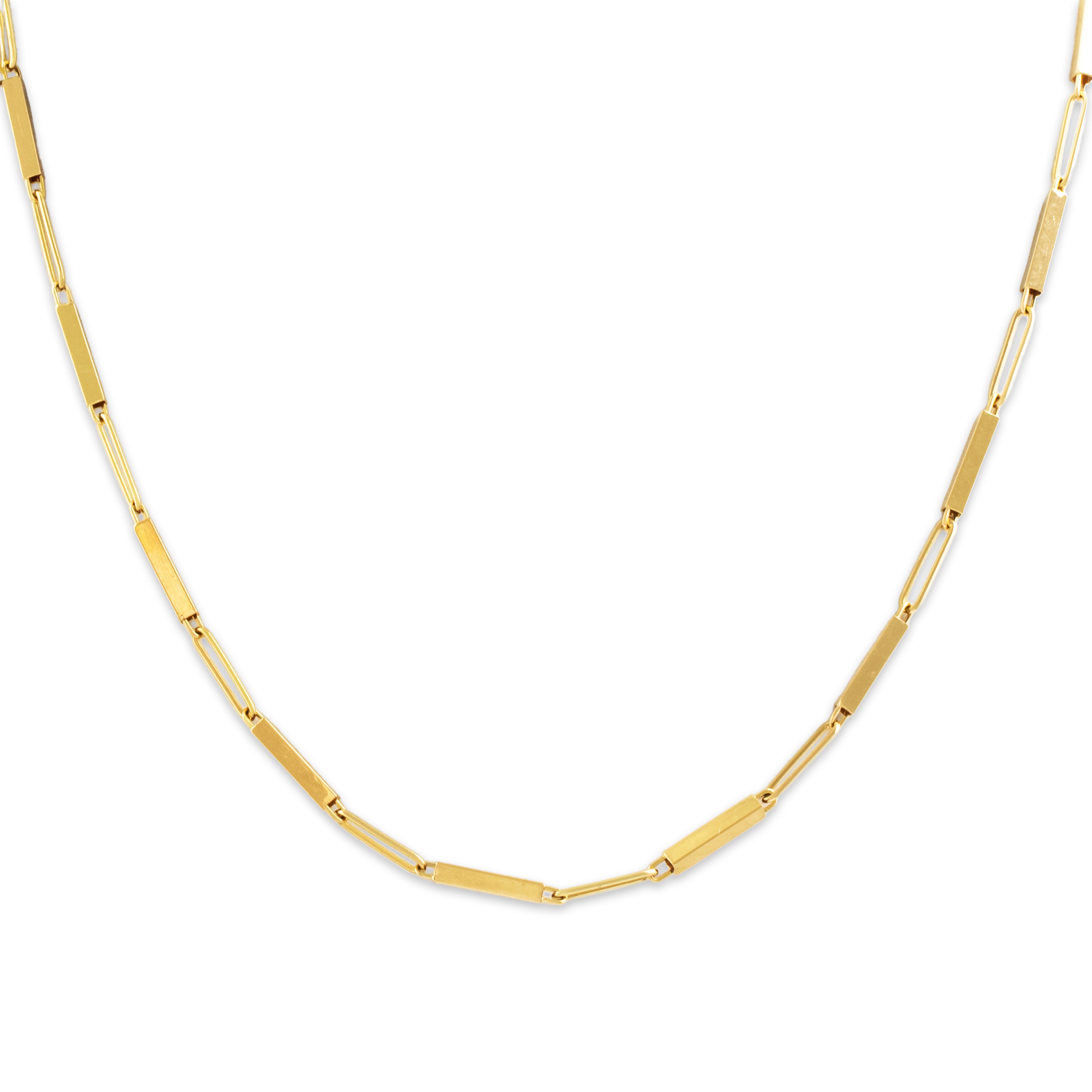Vintage Italian 18k Yellow Gold Elongated Bar Links Necklace - Close-up view