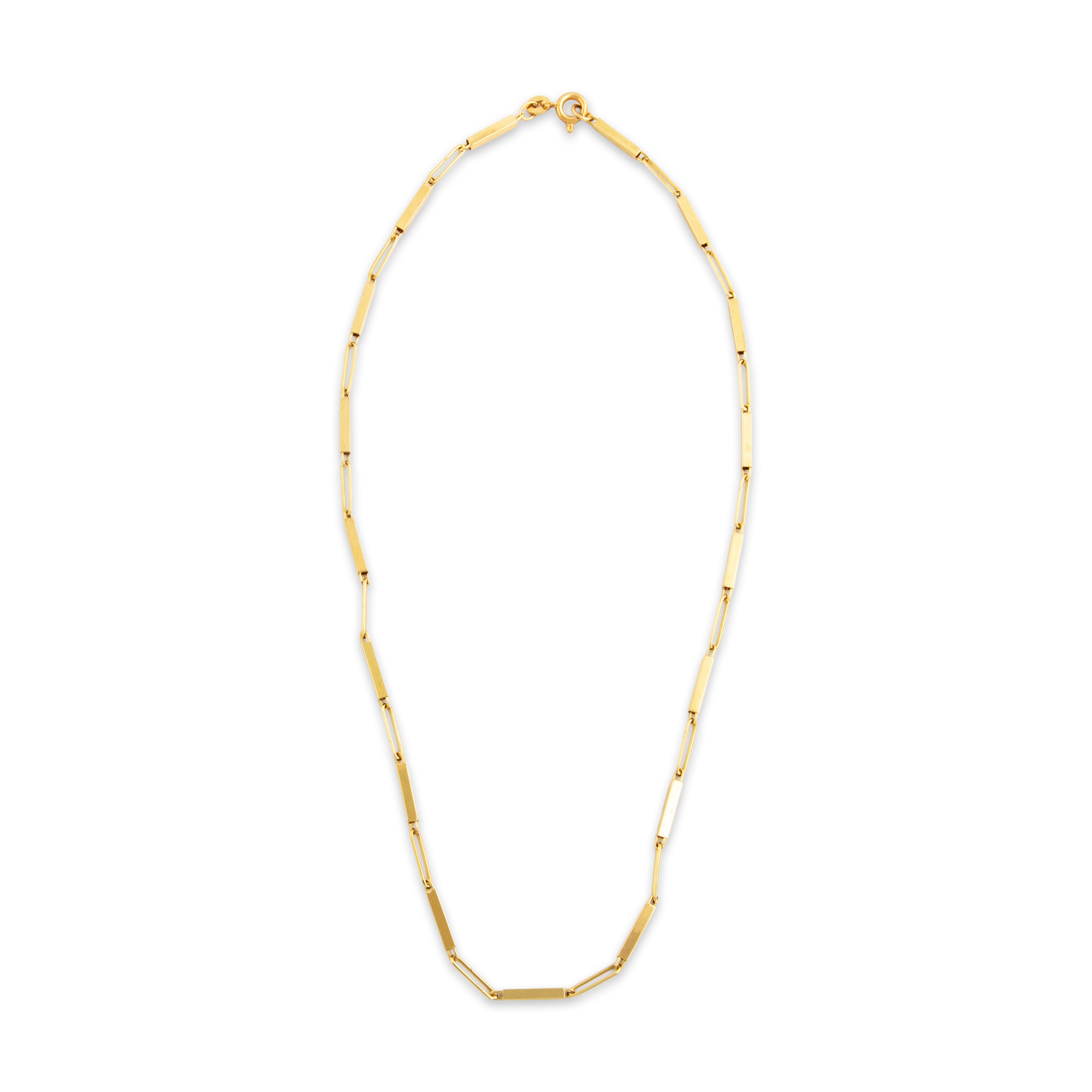 Vintage Italian 18k Yellow Gold Elongated Bar Links Necklace - Overall view