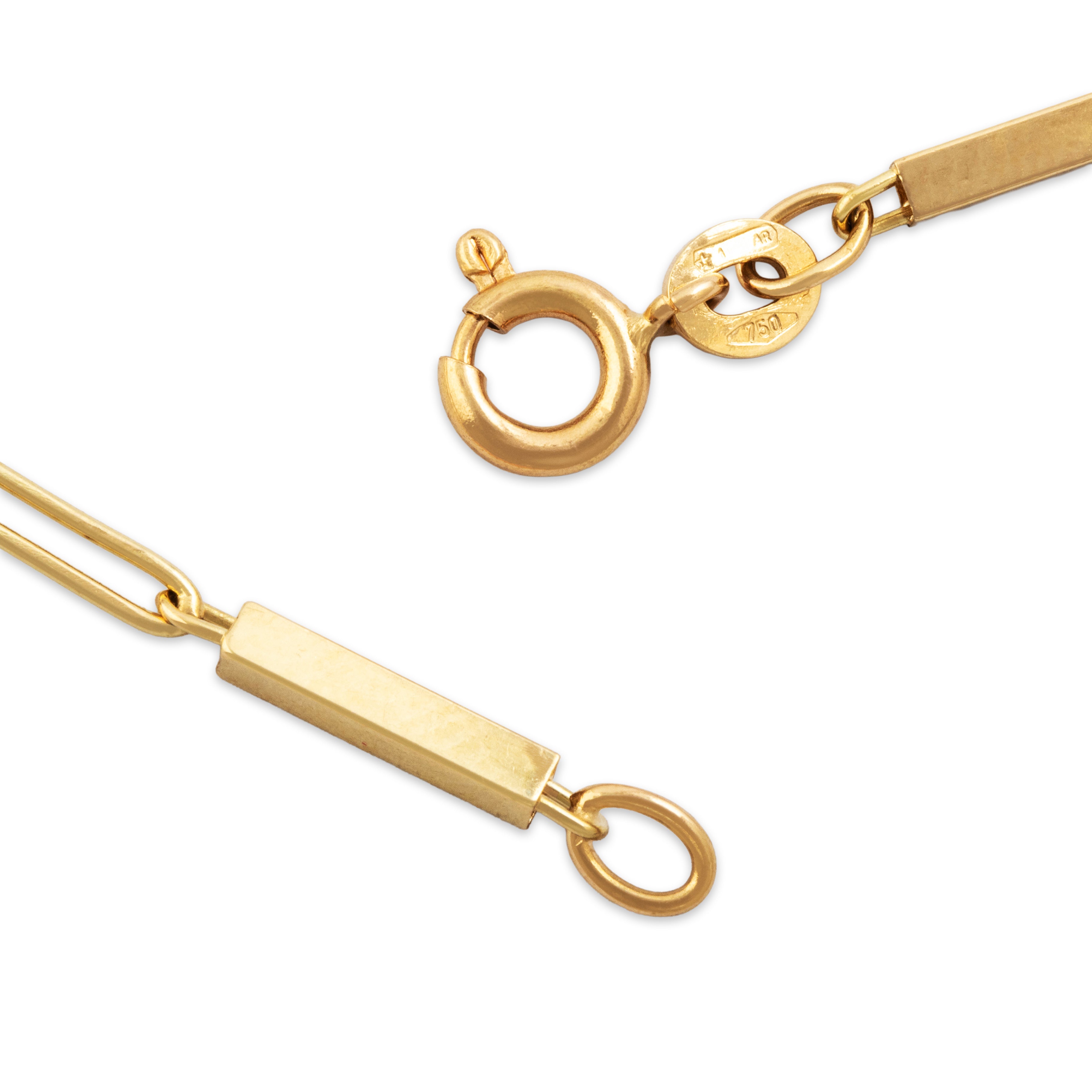 Vintage Italian 18k Yellow Gold Elongated Bar Links Necklace - clasp view