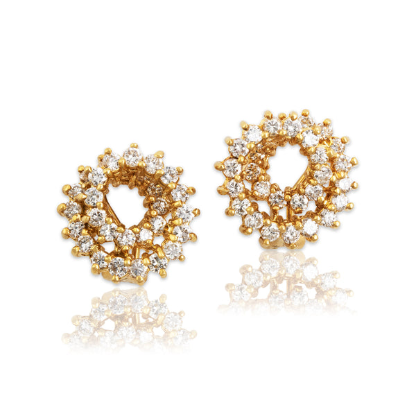 Vintage 18k Yellow Gold 2.1cttw Diamond Incredible Sparkling Loop Earrings