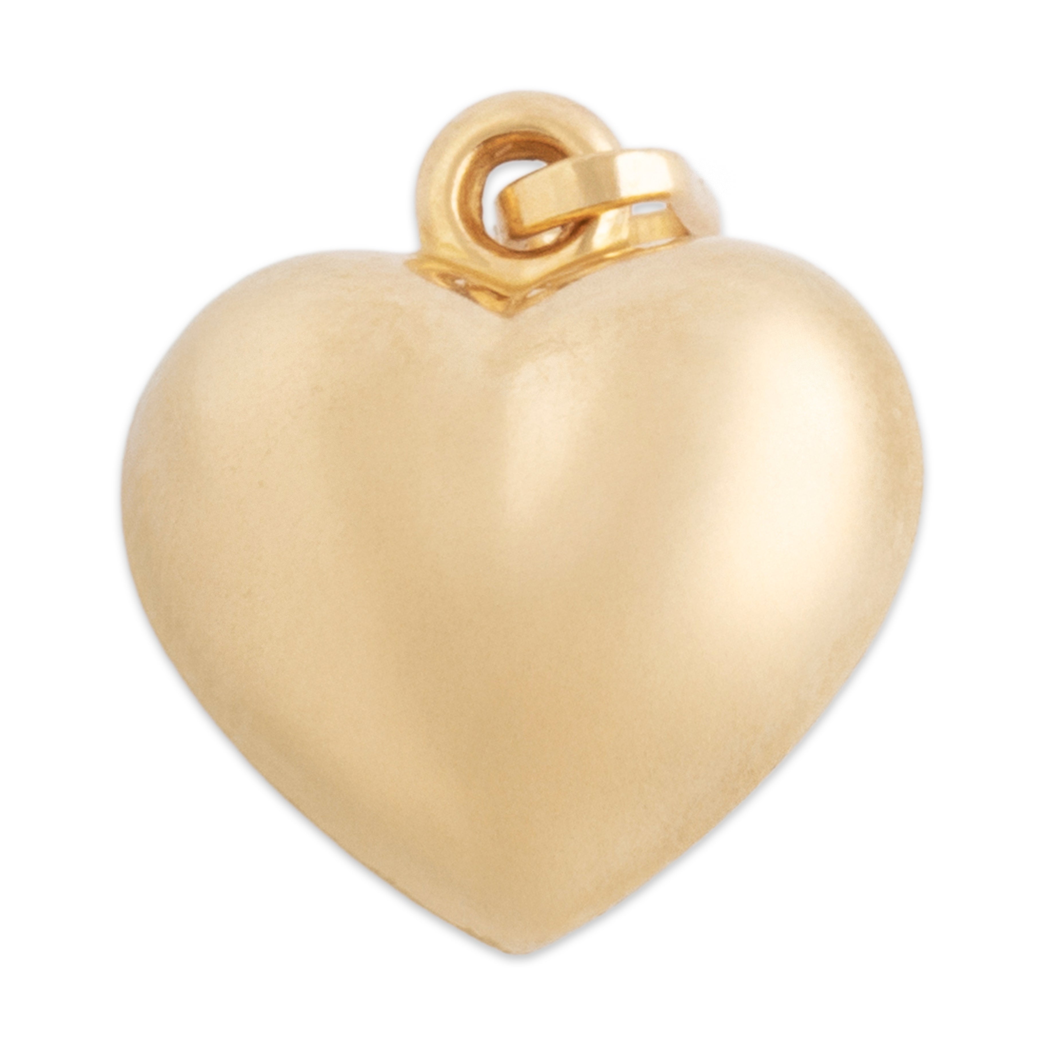 Vintage 14k Yellow Gold Brushed Etched Puffy Heart Charm / Pendant- Back view