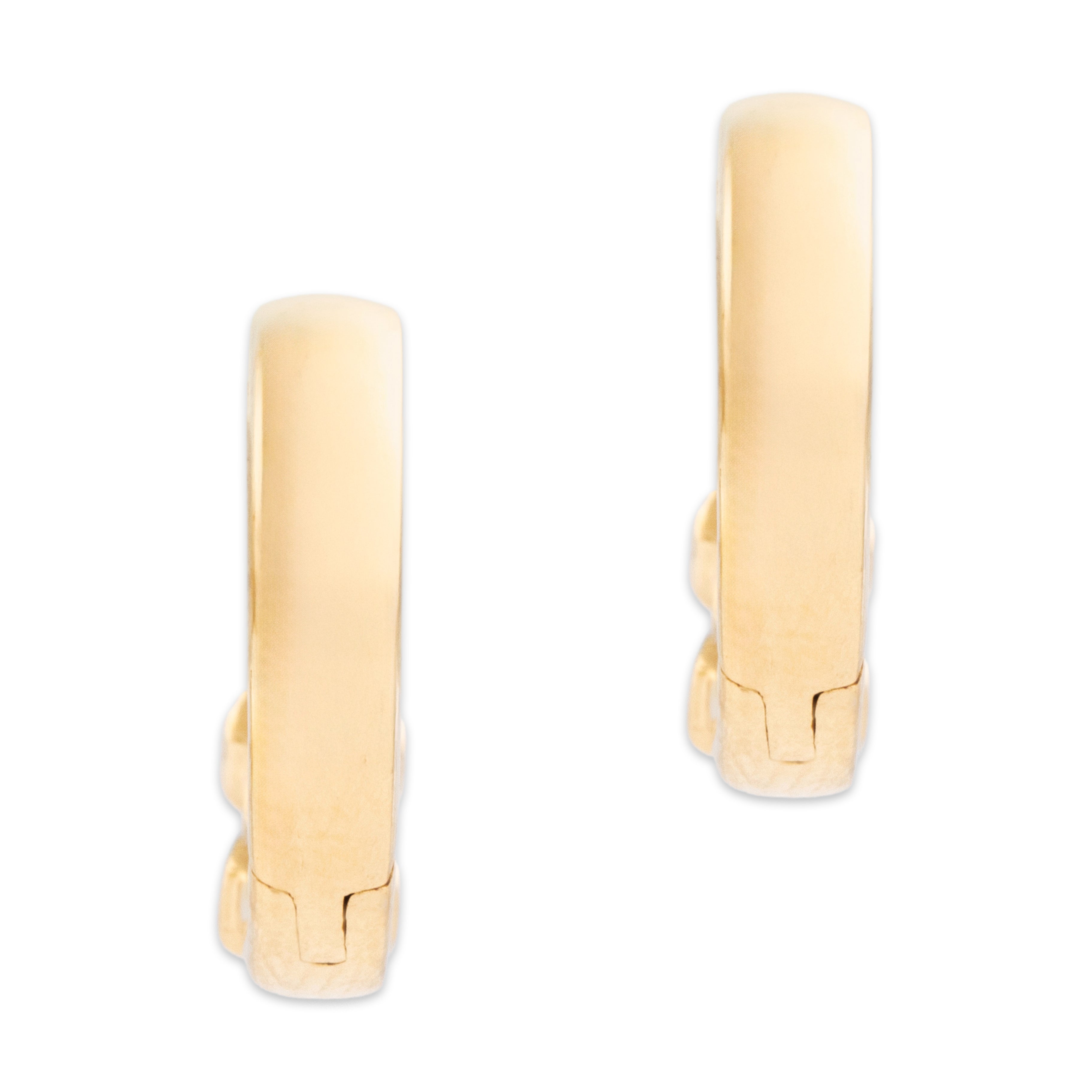 Vintage Small 14k Yellow Gold Blue Sapphire Pretty Bar-Set Hoop Earrings - Back view