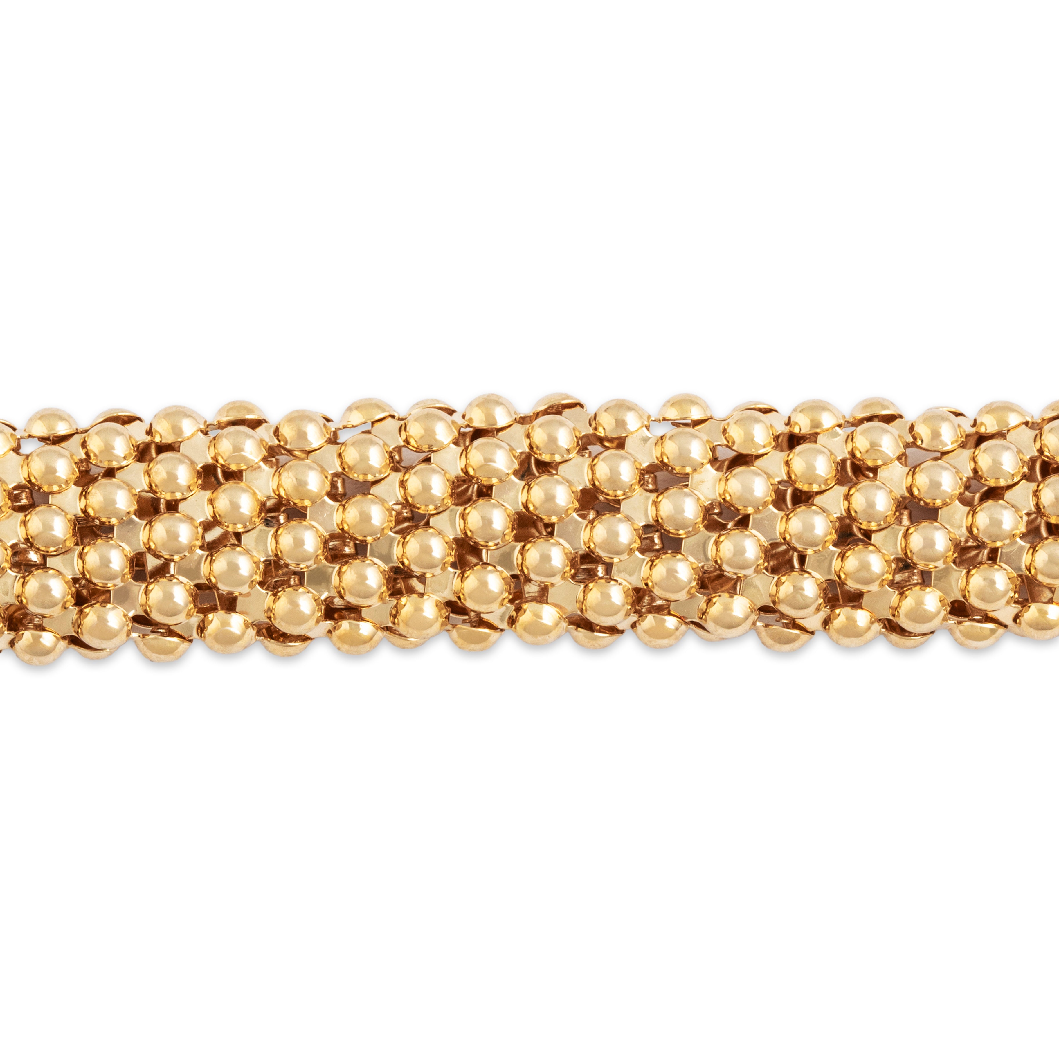 Vintage Italian 14k Yellow Gold Sapphire Diamond Mesh Buckle Clasp Bracelet - detail view #2