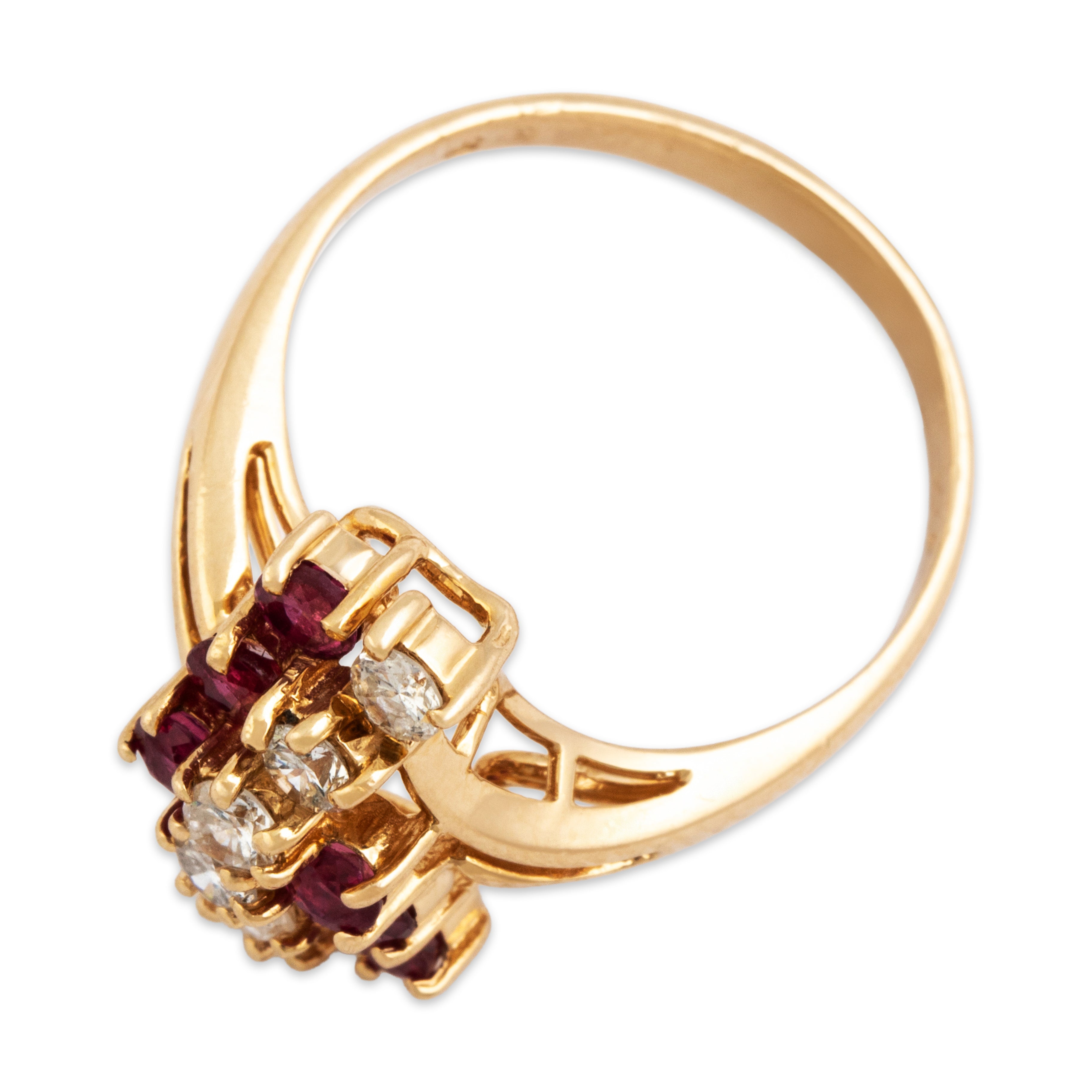 Vintage 14k Yellow Gold .444cttw Diamond .54cttw Ruby Waving Line Ring 6.0