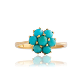 Vintage 18k Yellow Gold 1.1cttw Robin's Egg Turquoise Floriform Ring 5.75