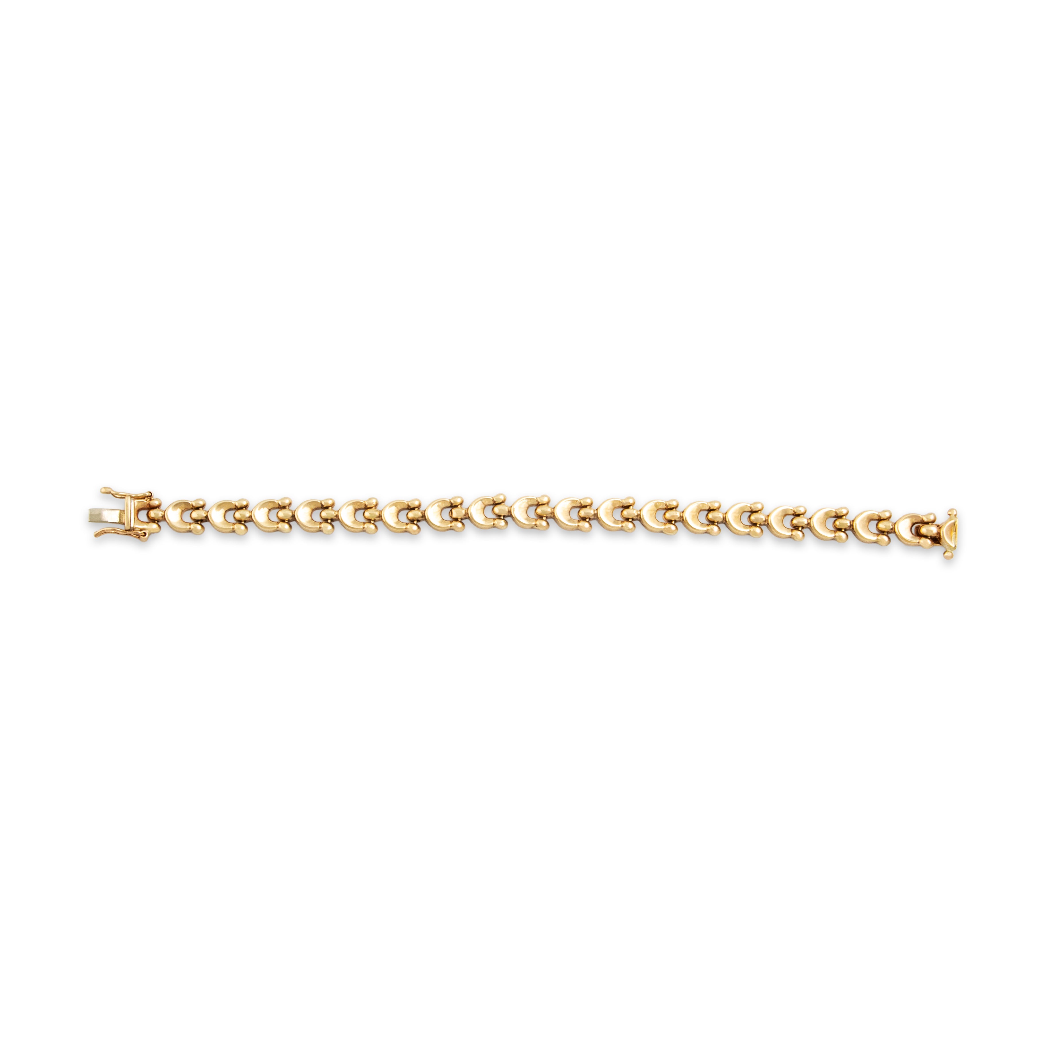 Vintage 14k Yellow Gold Classic U-Link Chain Bracelet - Close-up view